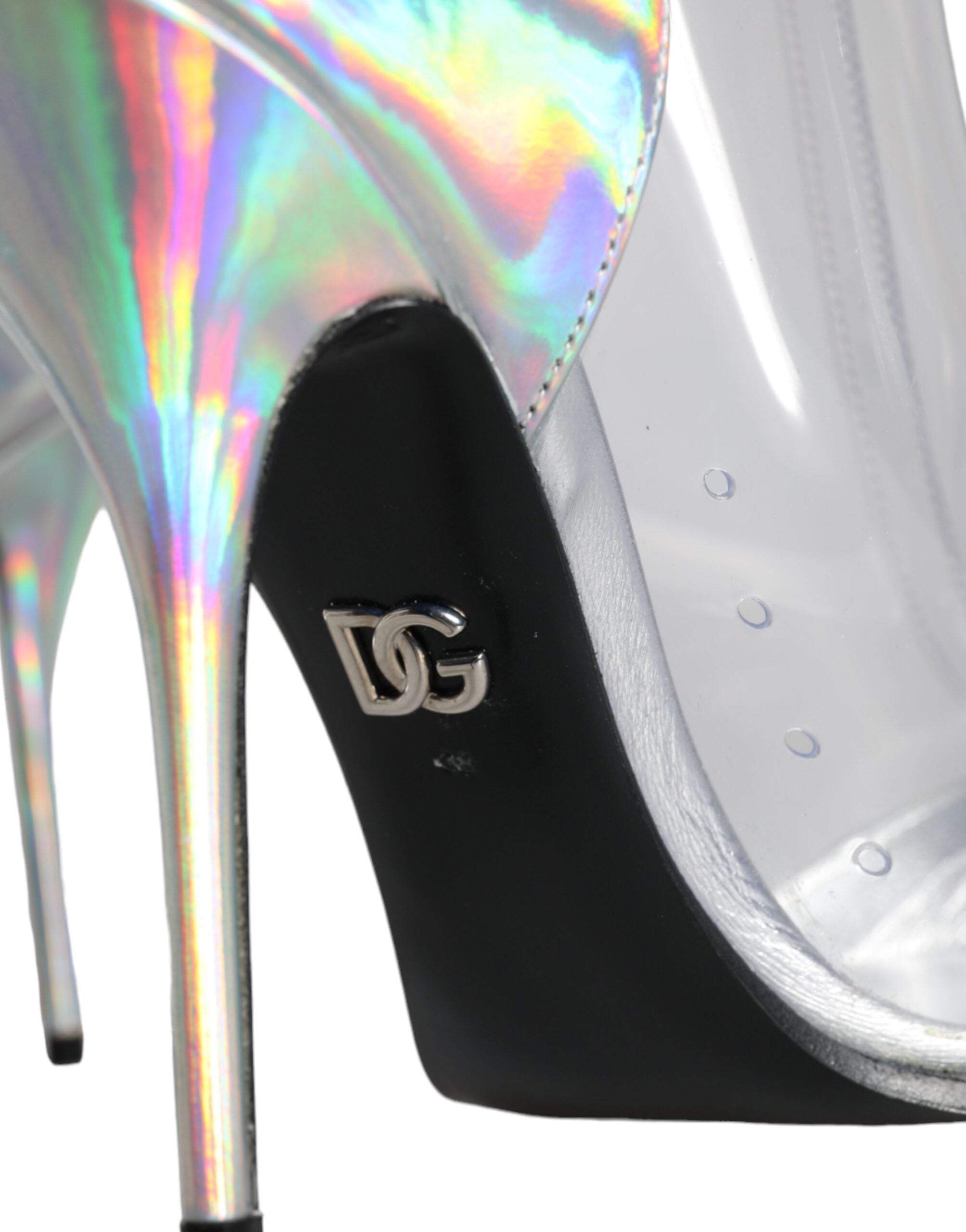 Dolce & Gabbana Silver Iridescent PVC Pointed Short Boots Shoes Dolce & Gabbana