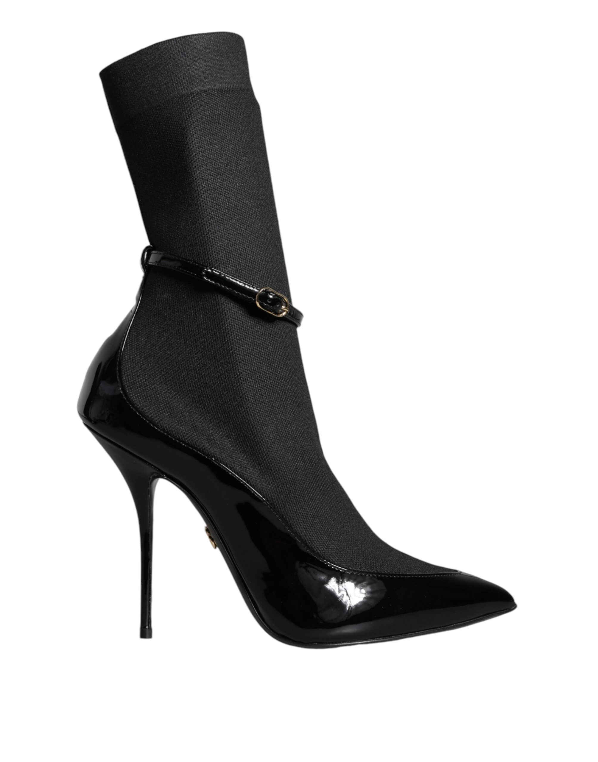 Dolce & Gabbana Black Leather Stilettos Booties Socks Shoes Dolce & Gabbana
