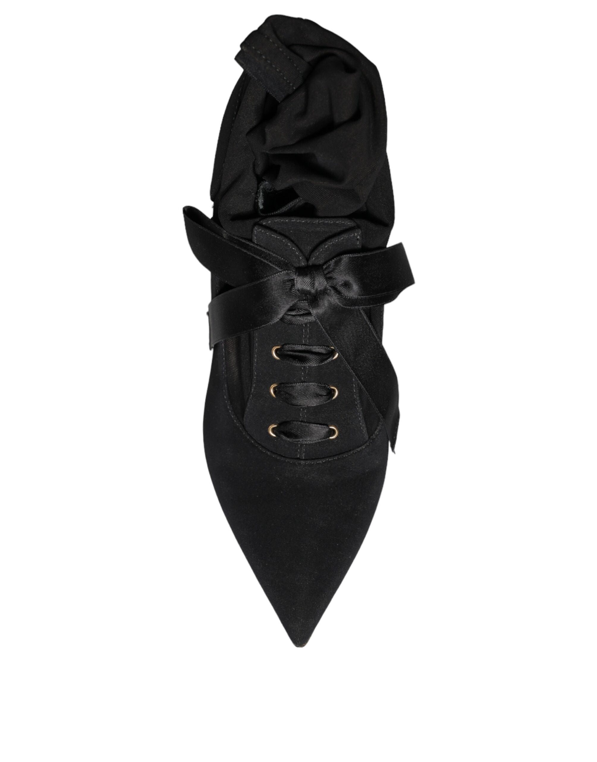 Dolce & Gabbana Black Stiletto Heels Mid Calf Boots Shoes Dolce & Gabbana