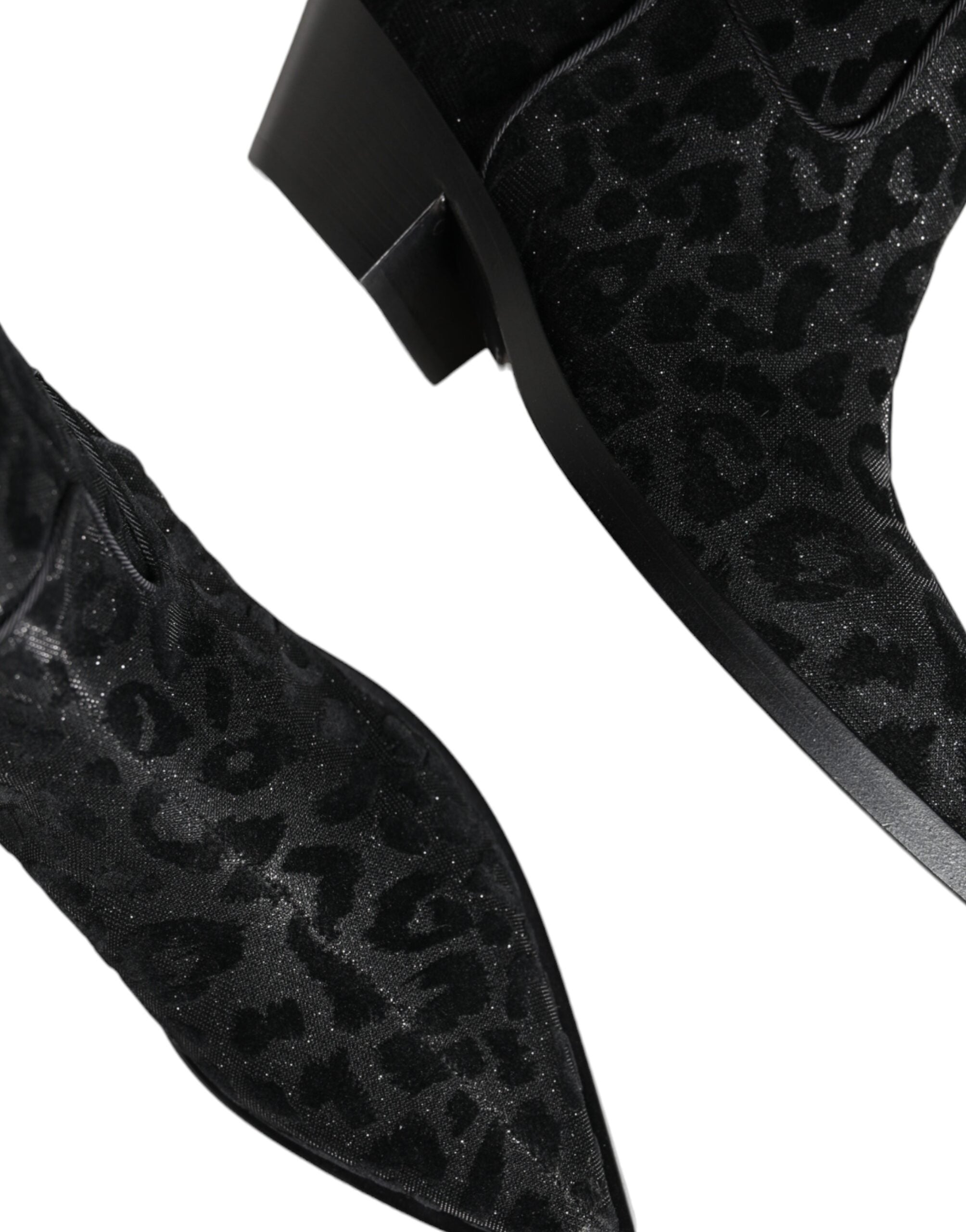 Dolce & Gabbana Black Gray Leopard Cowboy Boots Shoes Dolce & Gabbana