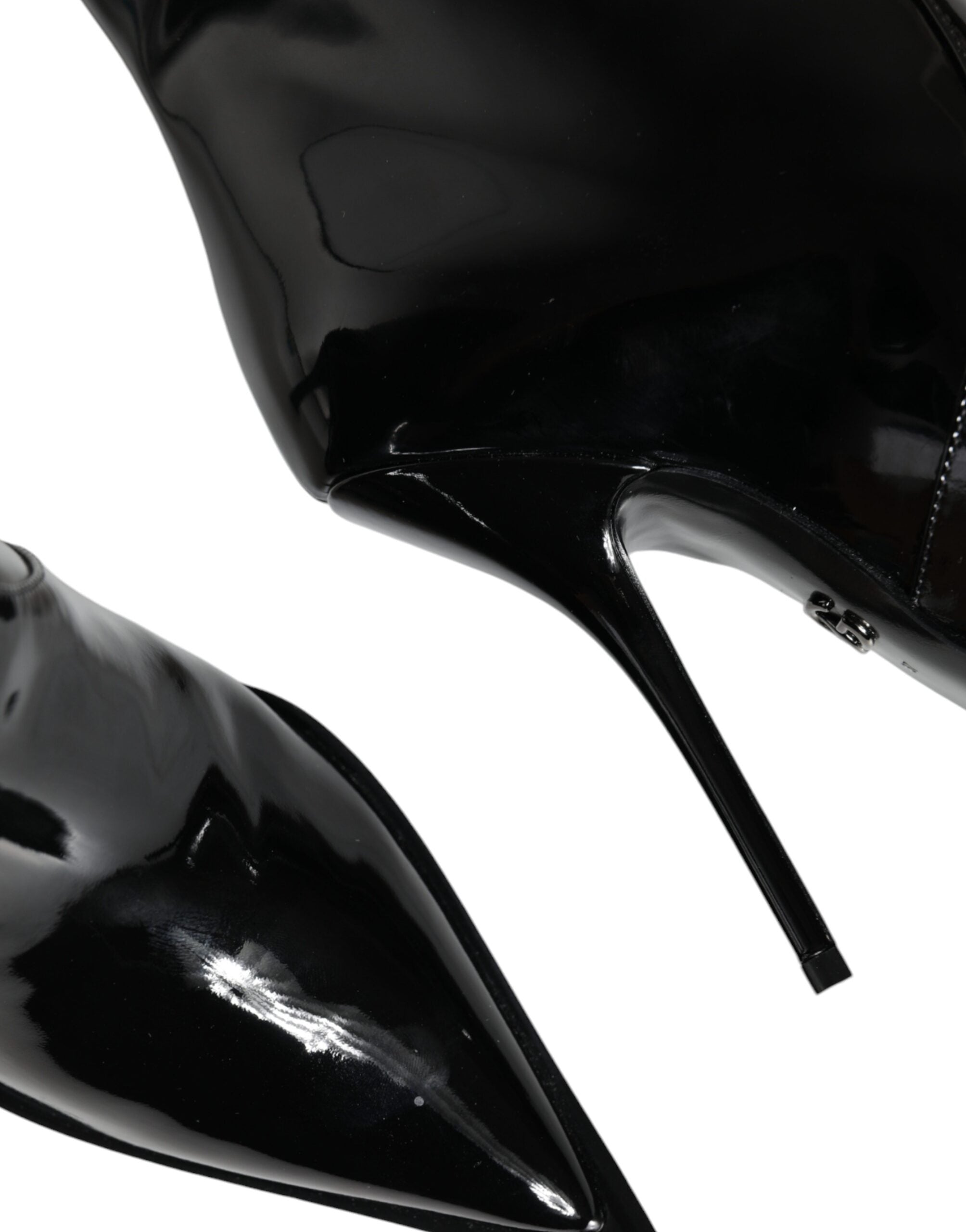 Dolce & Gabbana Black Patent Leather Mid Calf Boots Shoes Dolce & Gabbana