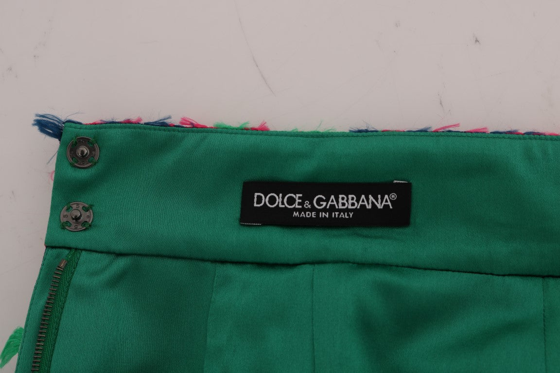Dolce & Gabbana Pink Green Jacquard Pencil Skirt Dolce & Gabbana