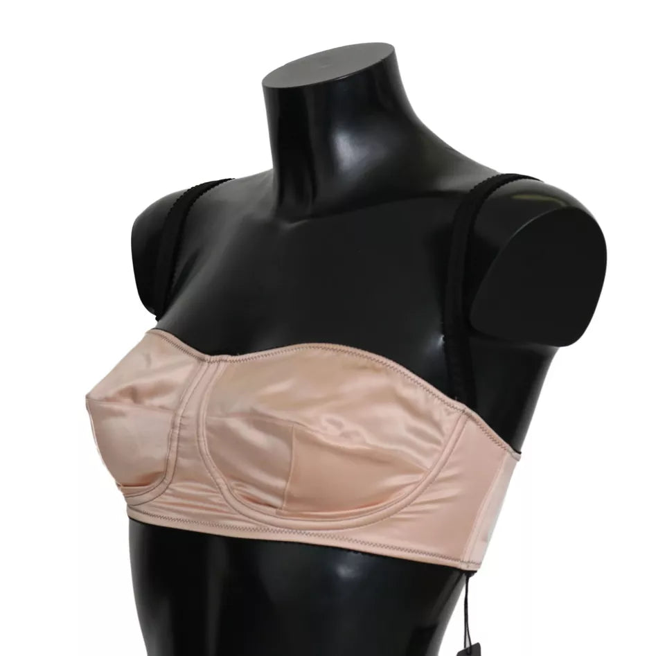 Dolce & Gabbana Black Straps Pink Balconcino Bra Dolce & Gabbana