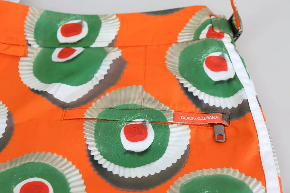 Dolce & Gabbana Orange Cupcake Beachwear Shorts Swimwear Dolce & Gabbana