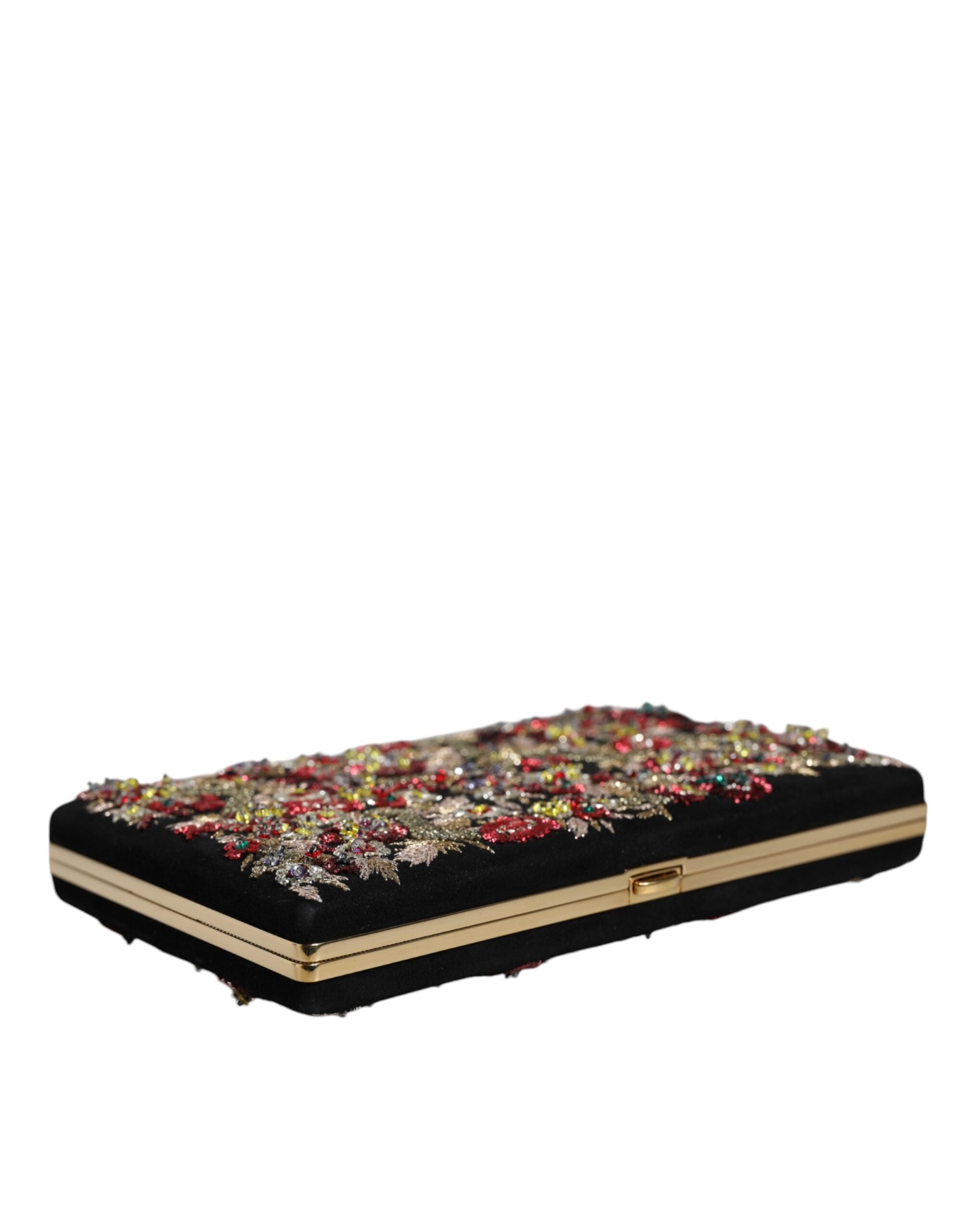 Dolce & Gabbana Multicolor Floral Gold Frame Clutch Evening Purse Bag Dolce & Gabbana
