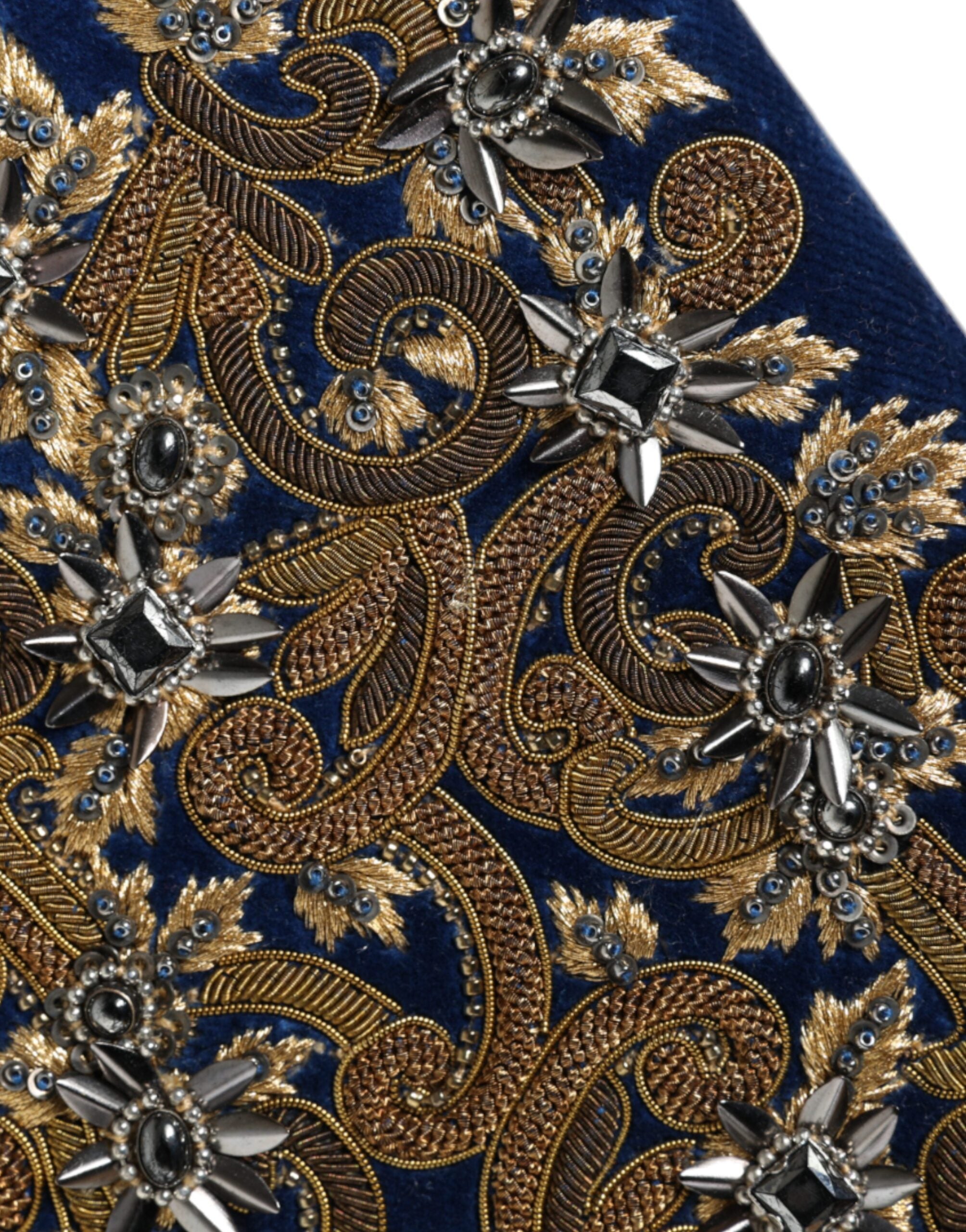 Dolce & Gabbana Blue Velvet Gold Frame Clutch Evening Party Purse Bag Dolce & Gabbana