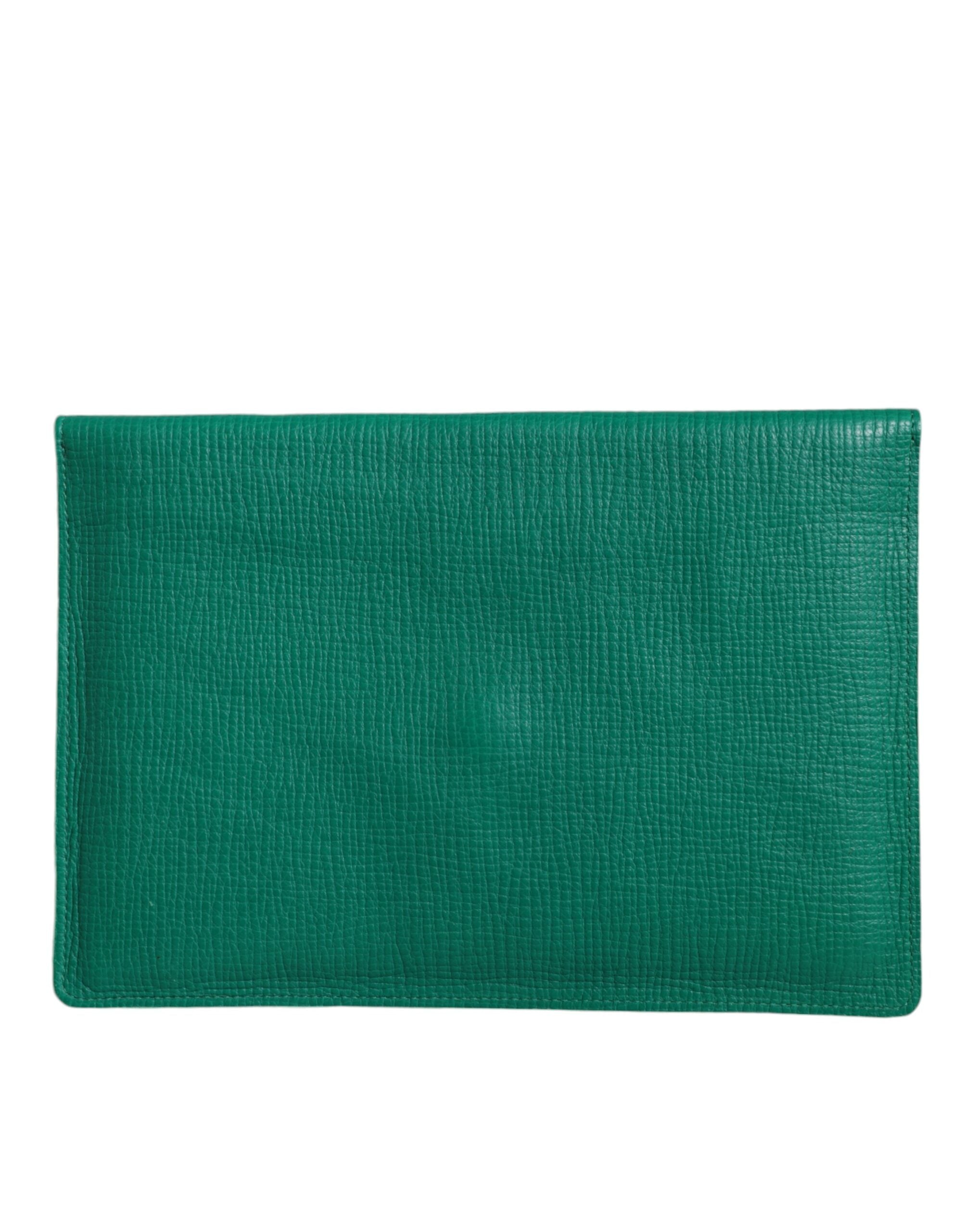 Dolce & Gabbana Green Leather Handbag Clutch Mini Purse Pouch Tablet Case Dolce & Gabbana