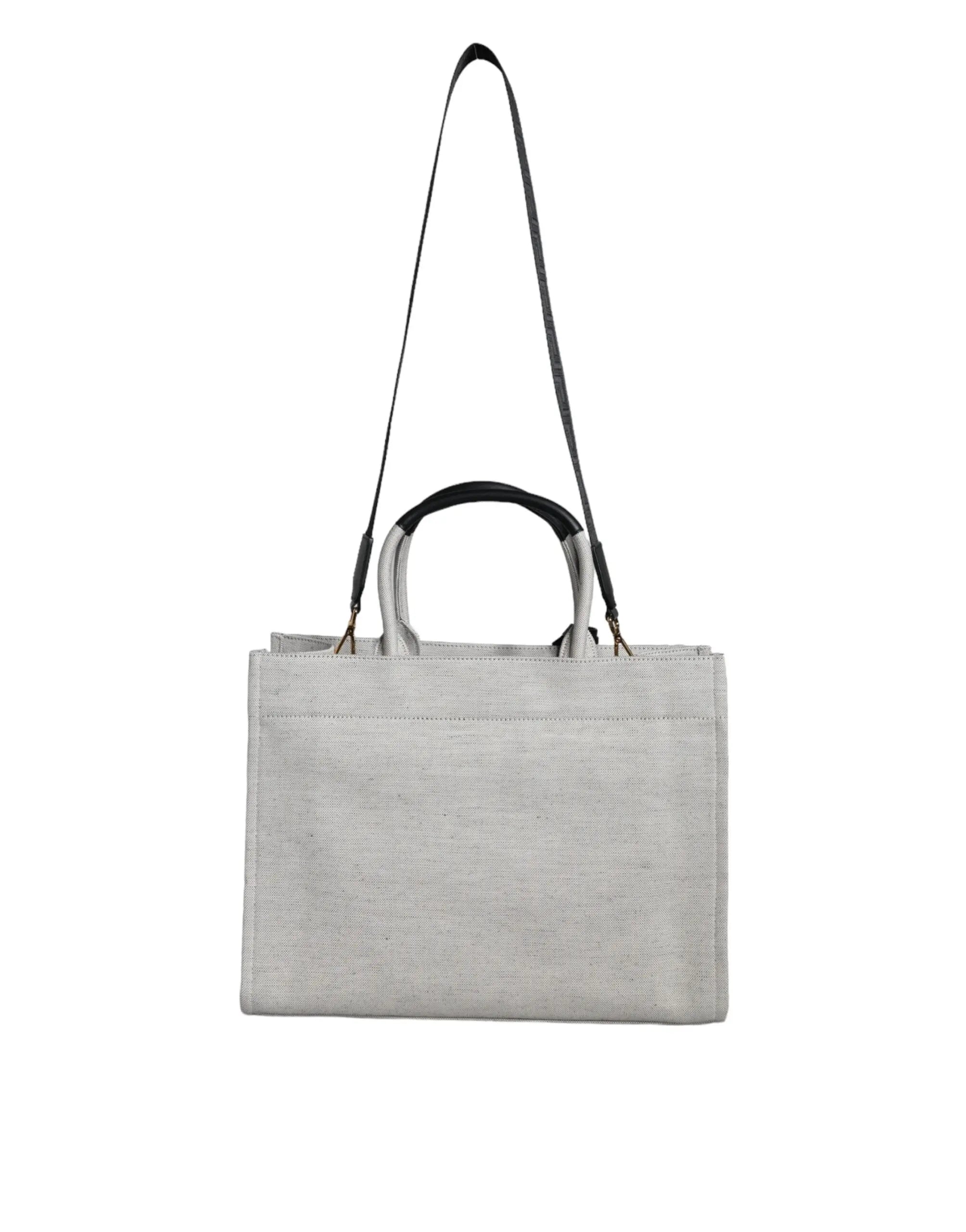 Versace White Top Handle Canvas Leather Logo Crossbody Tote Bag Versace
