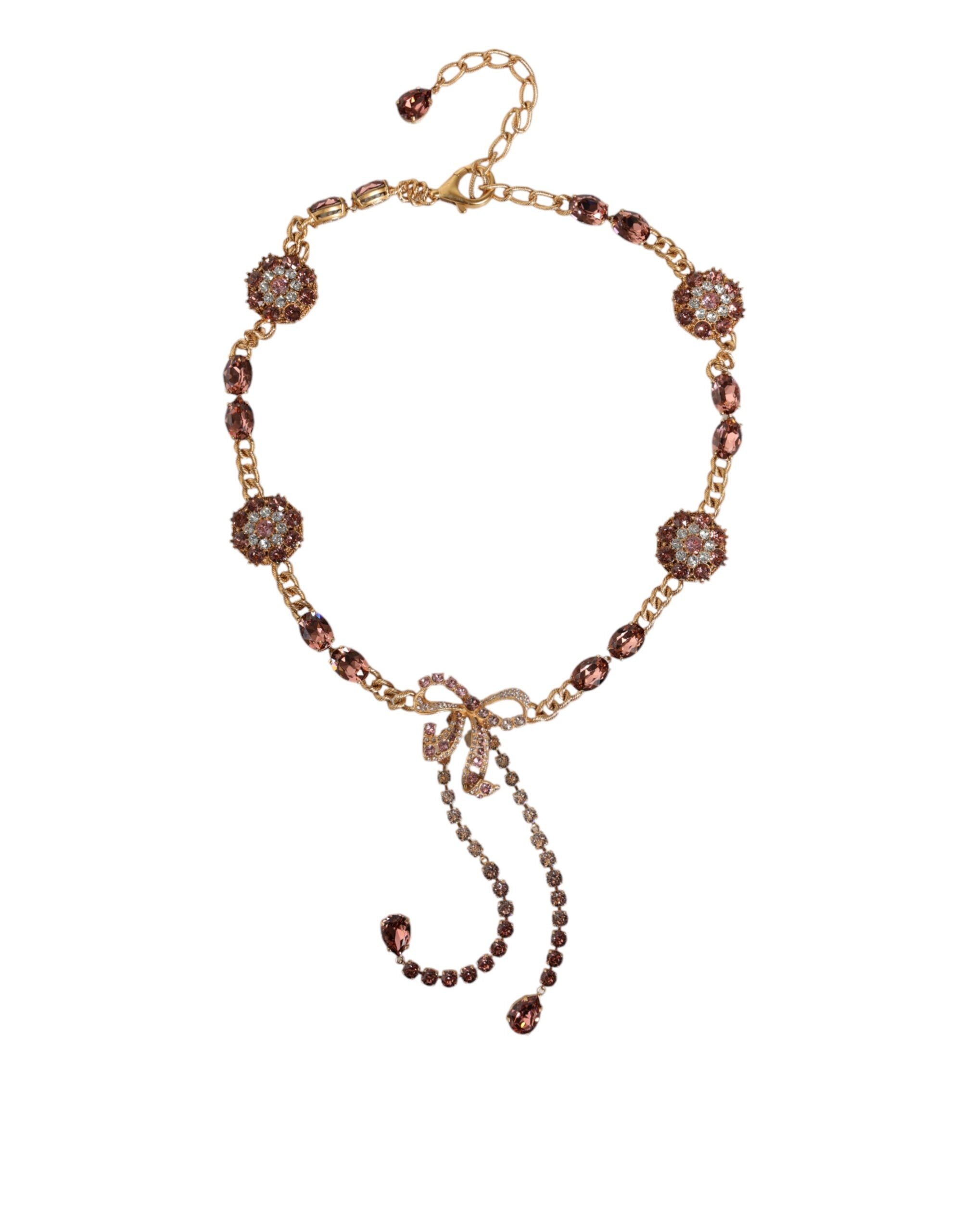 Dolce & Gabbana Gold Tone Brass Crystal Embellished Belt Dolce & Gabbana