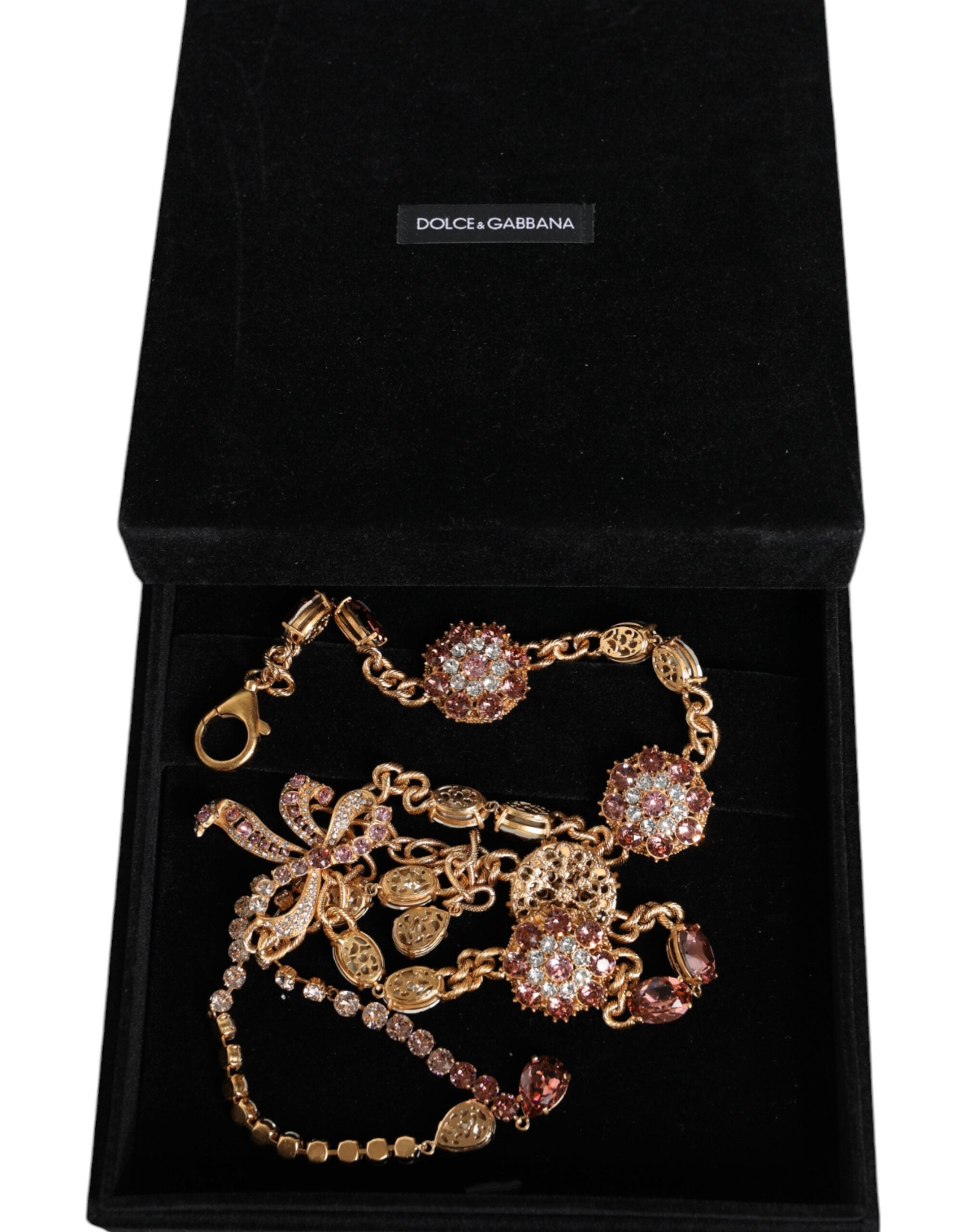 Dolce & Gabbana Gold Tone Brass Crystal Embellished Belt Dolce & Gabbana