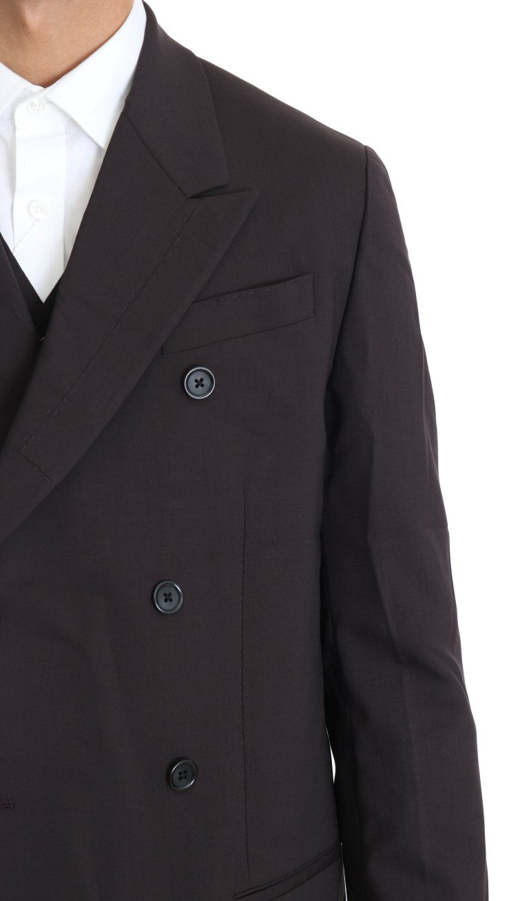 Dolce & Gabbana Bordeaux Wool Stretch Long 3 Piece Suit Dolce & Gabbana