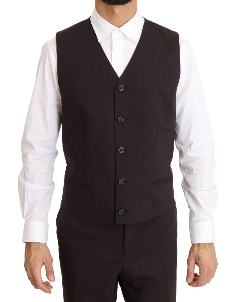 Dolce & Gabbana Bordeaux Wool Stretch Long 3 Piece Suit Dolce & Gabbana