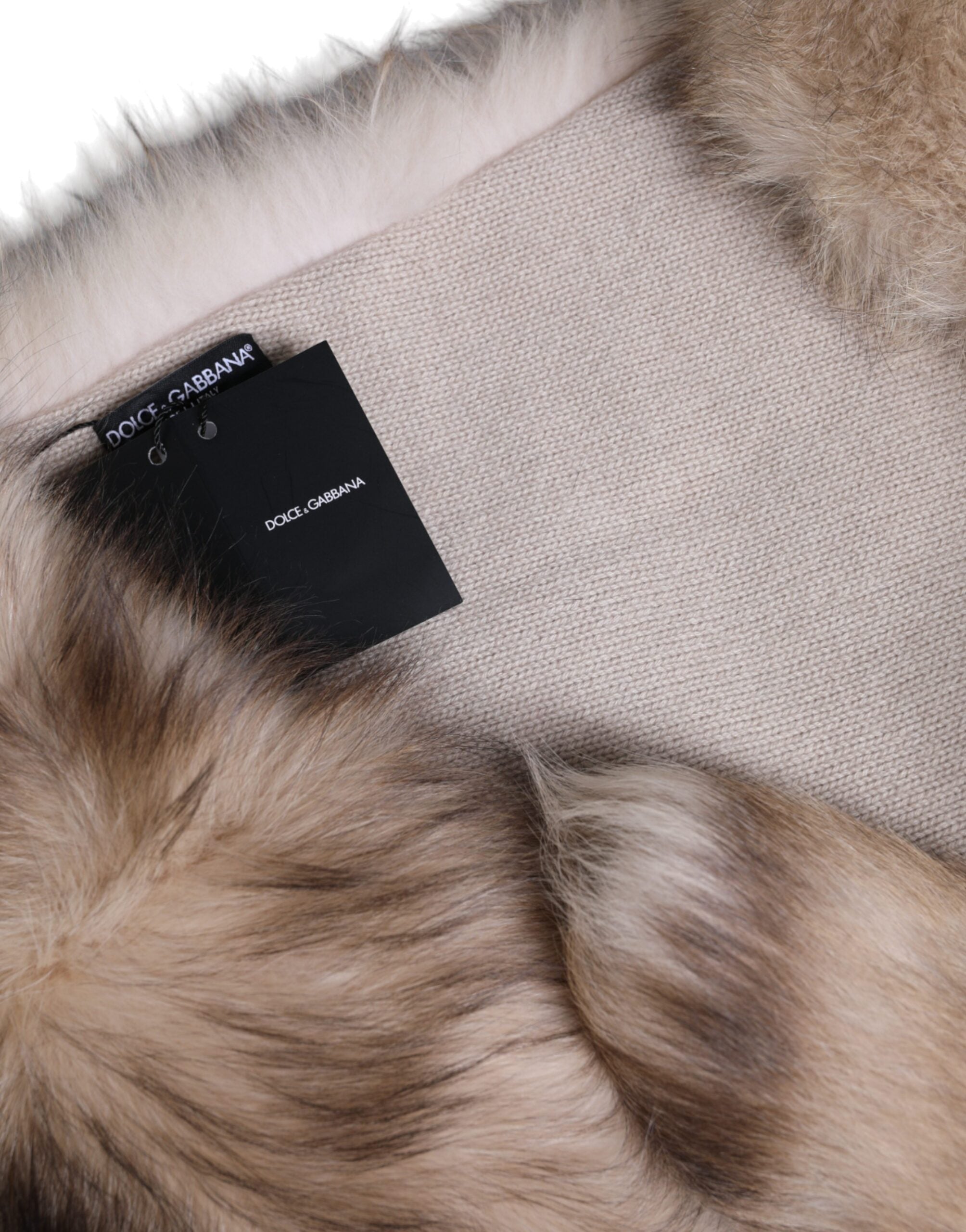 Dolce & Gabbana Brown Frost Fox Fur Neck Warmer Winter Scarf Dolce & Gabbana