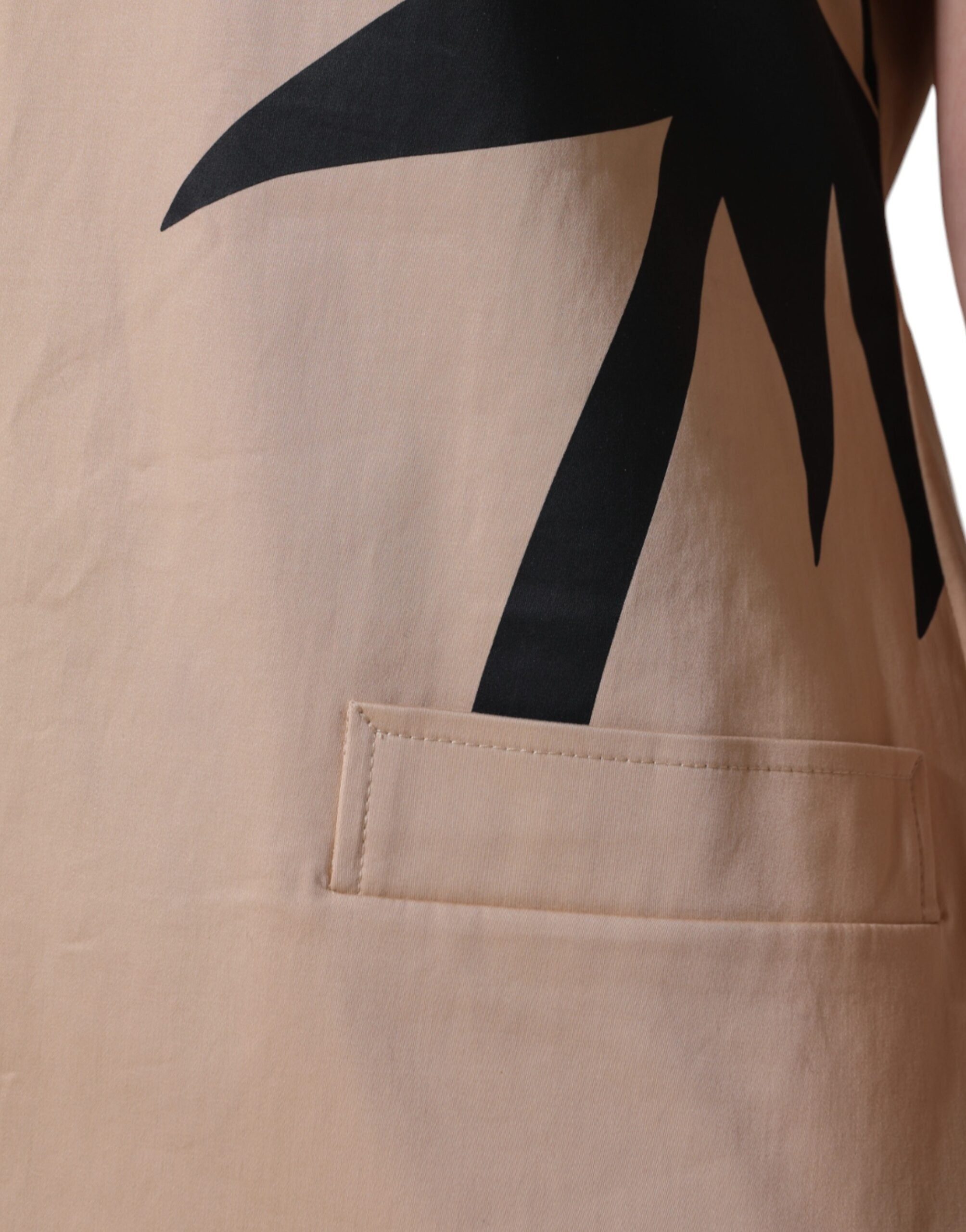 Moschino Beige Cotton Short Sleeve Knee Length Dress Moschino