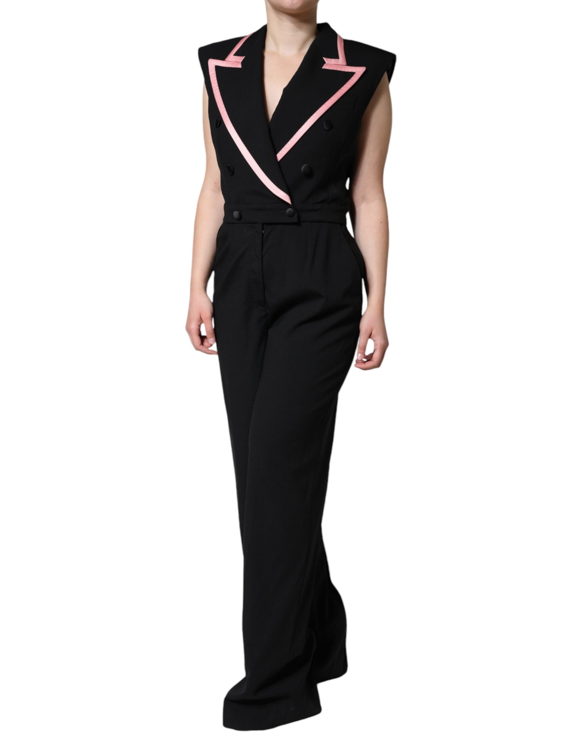Dolce & Gabbana Black Wool Blend Sleeveless Jumpsuit Dress Dolce & Gabbana