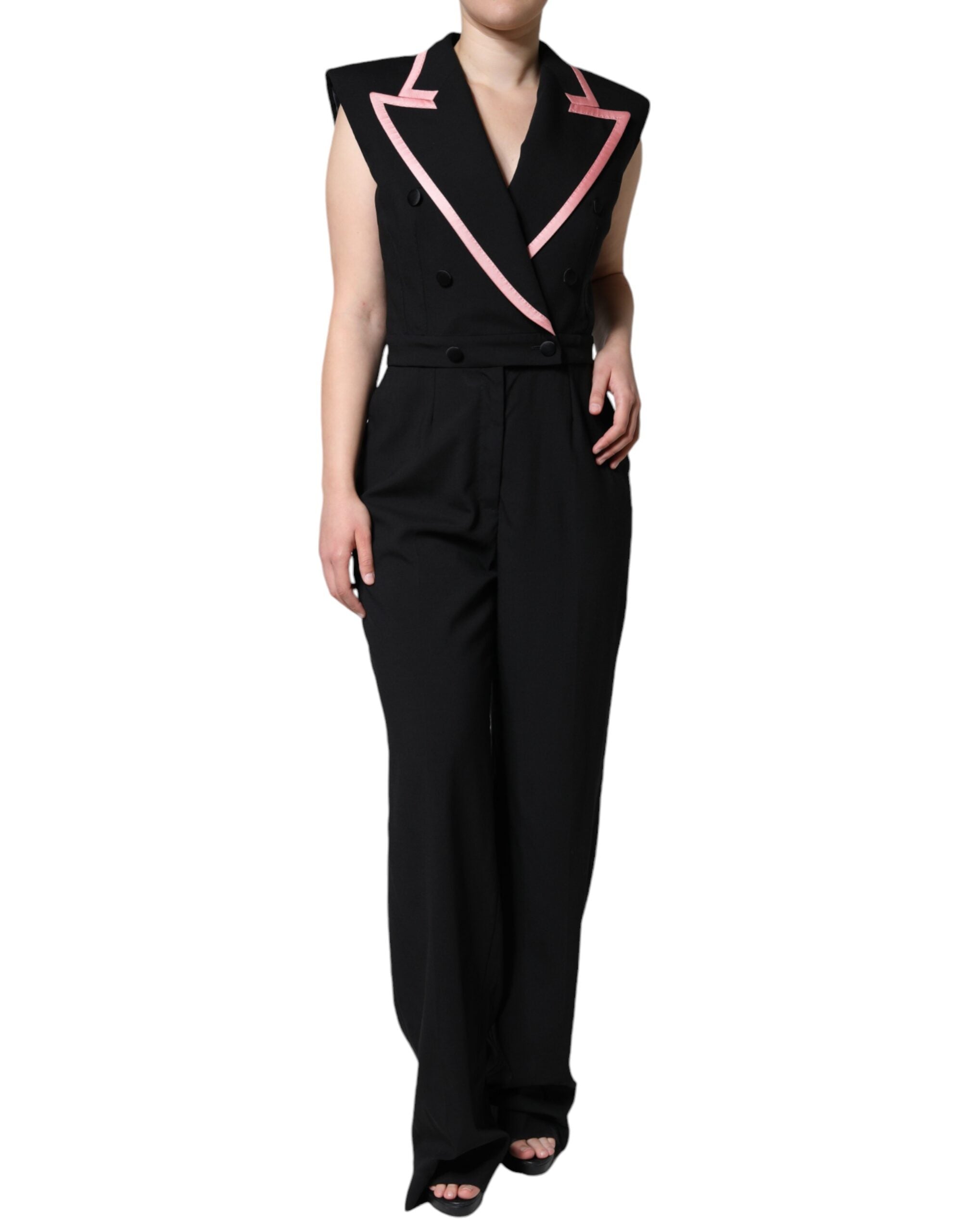 Dolce & Gabbana Black Wool Blend Sleeveless Jumpsuit Dress Dolce & Gabbana
