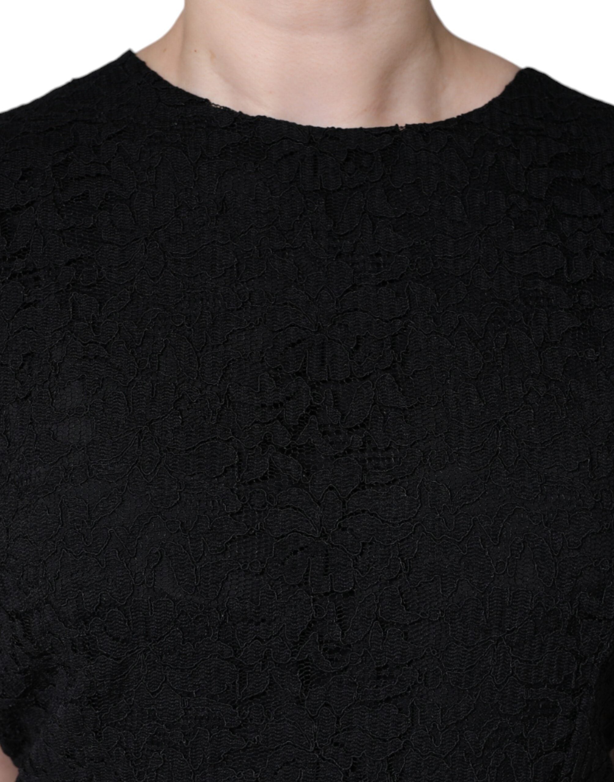 Dolce & Gabbana Black Cotton Sheath Knee Length Dress Dolce & Gabbana