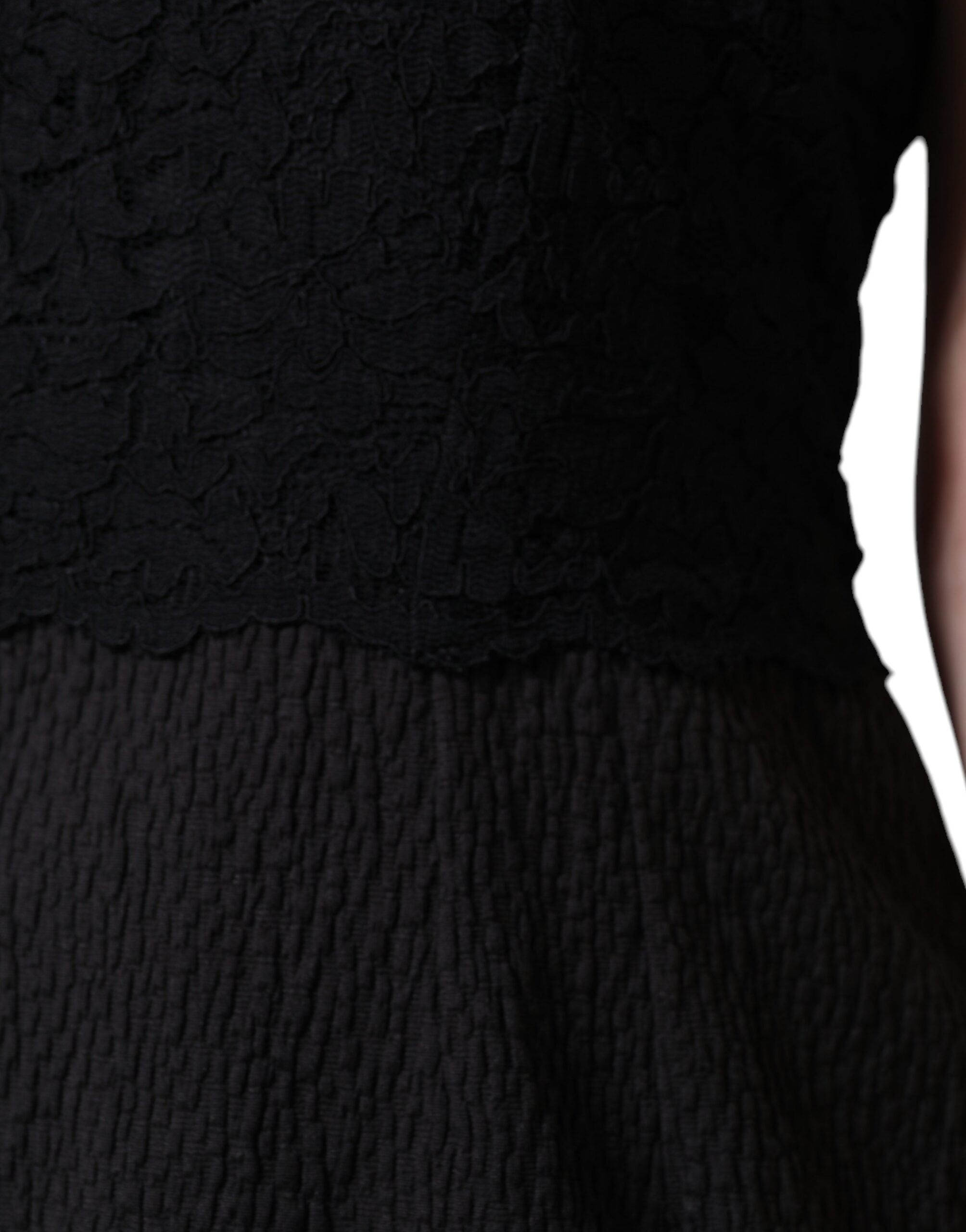 Dolce & Gabbana Black Cotton Sheath Knee Length Dress Dolce & Gabbana