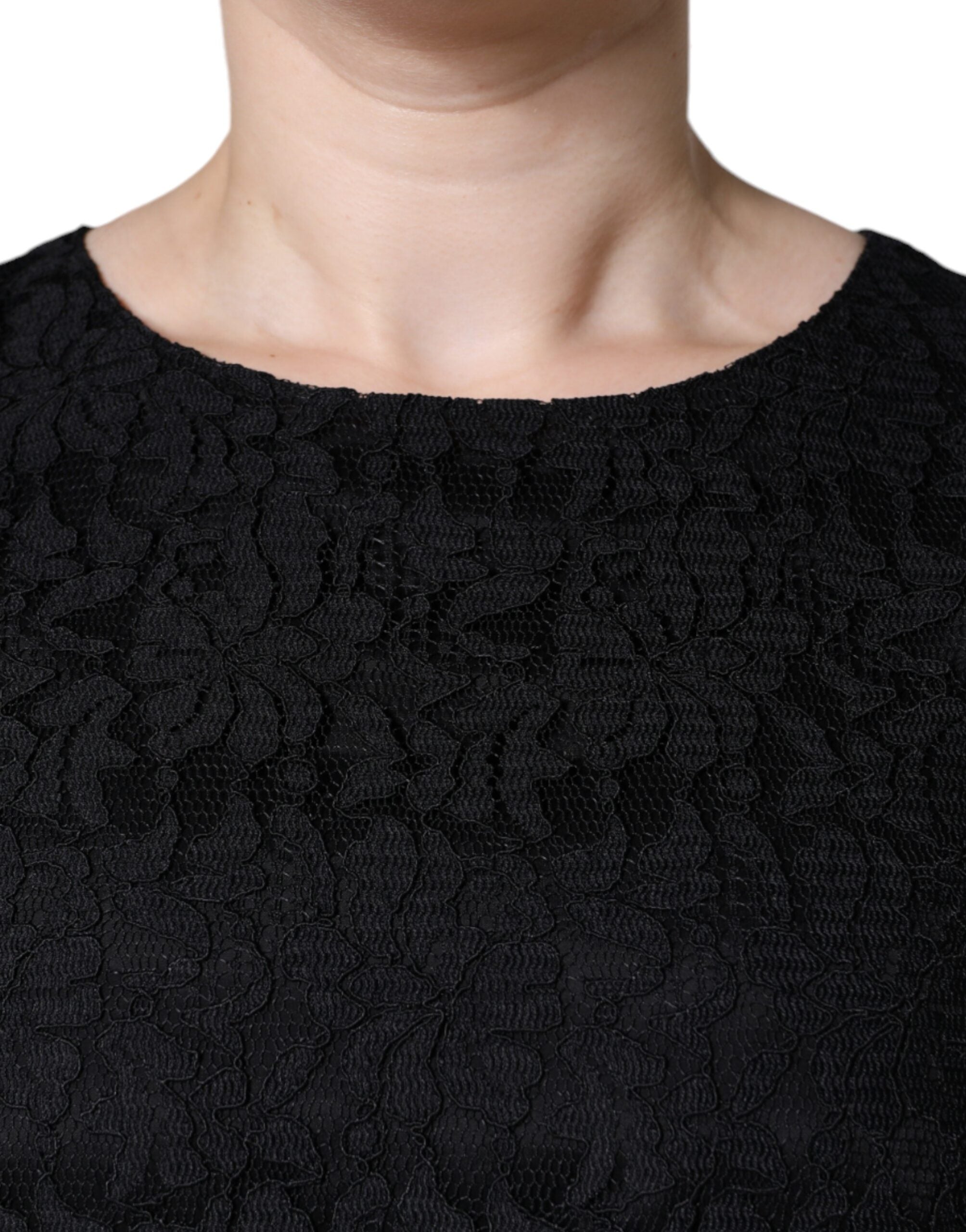 Dolce & Gabbana Black Floral Lace Sheath Sleeveless Mini Dress Dolce & Gabbana