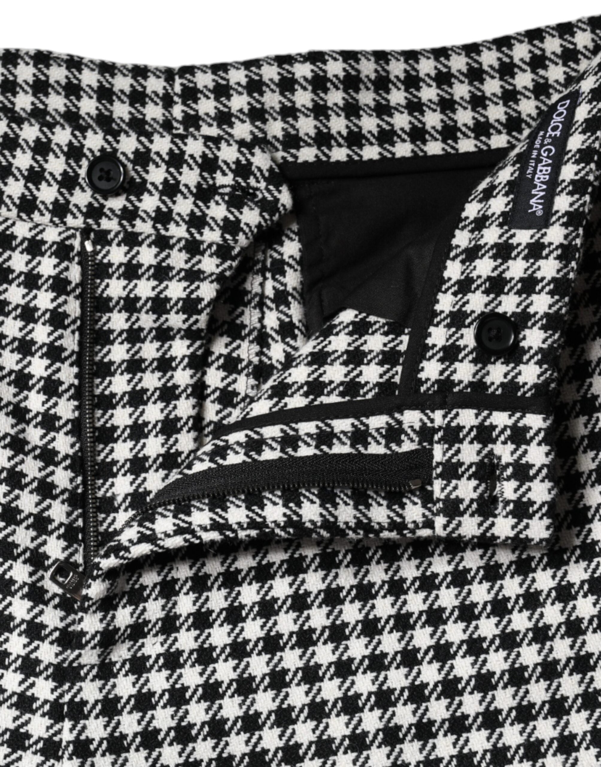 Dolce & Gabbana Black White Houndstooth Cropped Wide Leg Pants Dolce & Gabbana