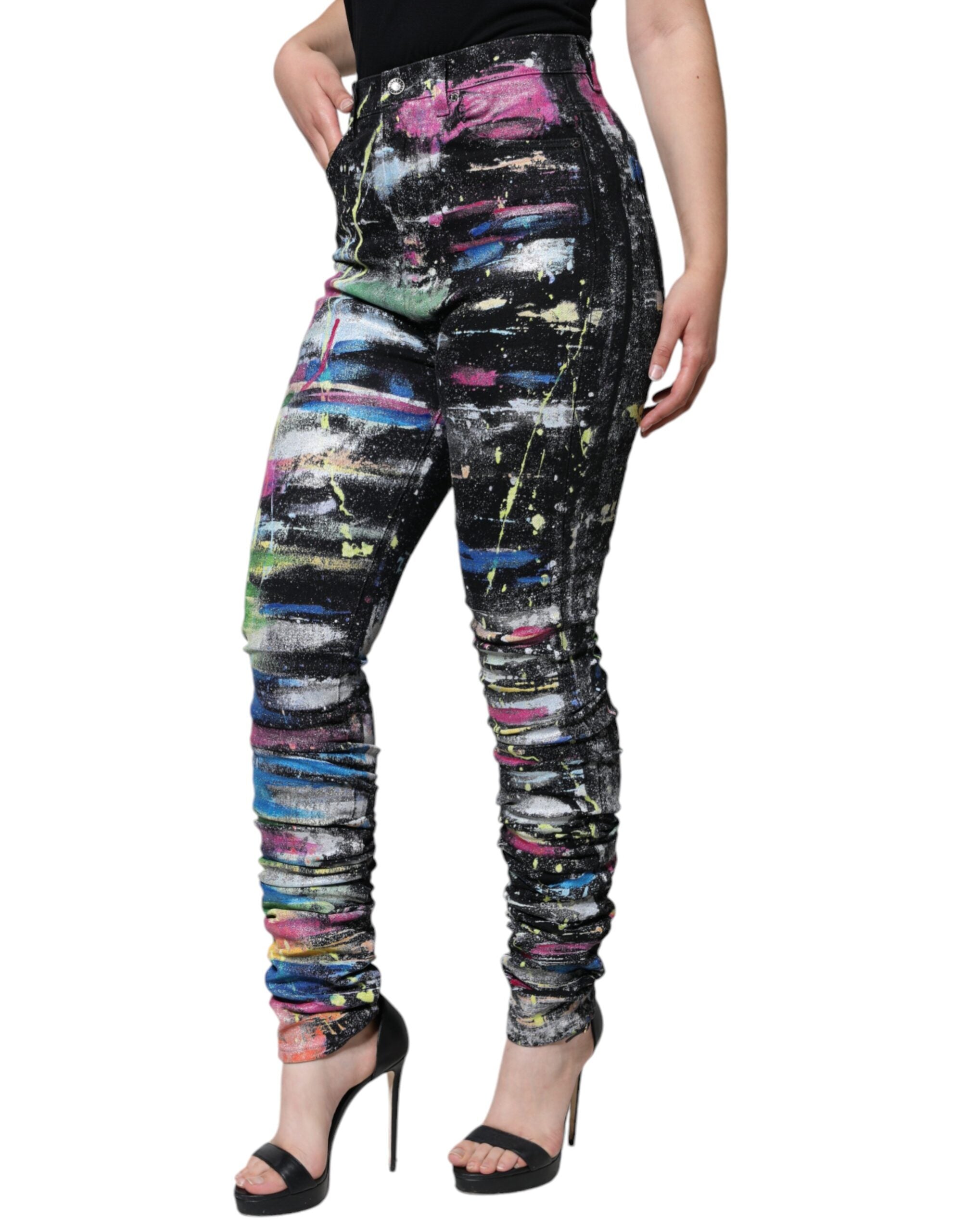 Dolce & Gabbana Multicolor Splatter Paint Cotton Skinny Denim Jeans Dolce & Gabbana