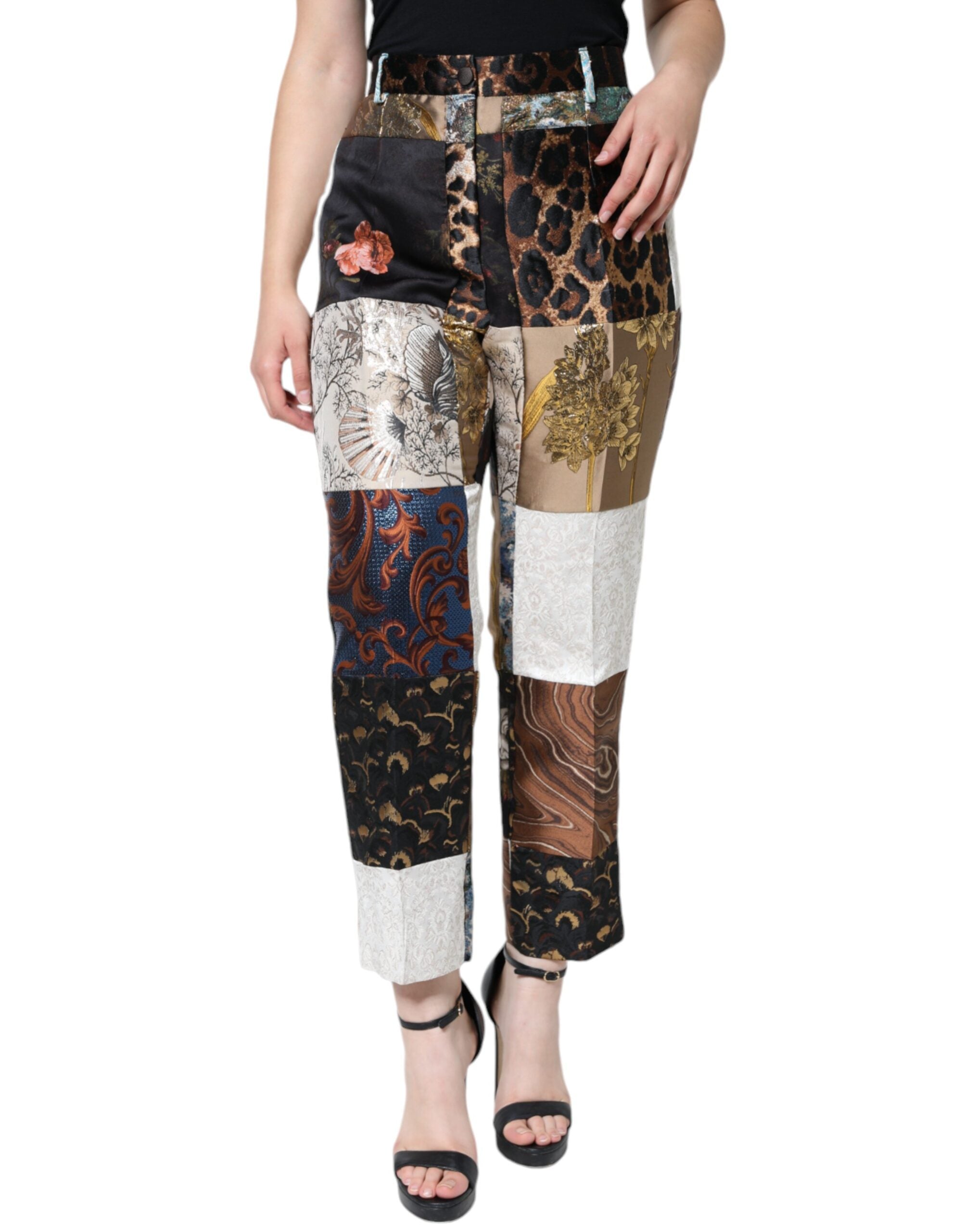 Dolce & Gabbana Multicolor Patchwork Jacquard High Waist Pants Dolce & Gabbana