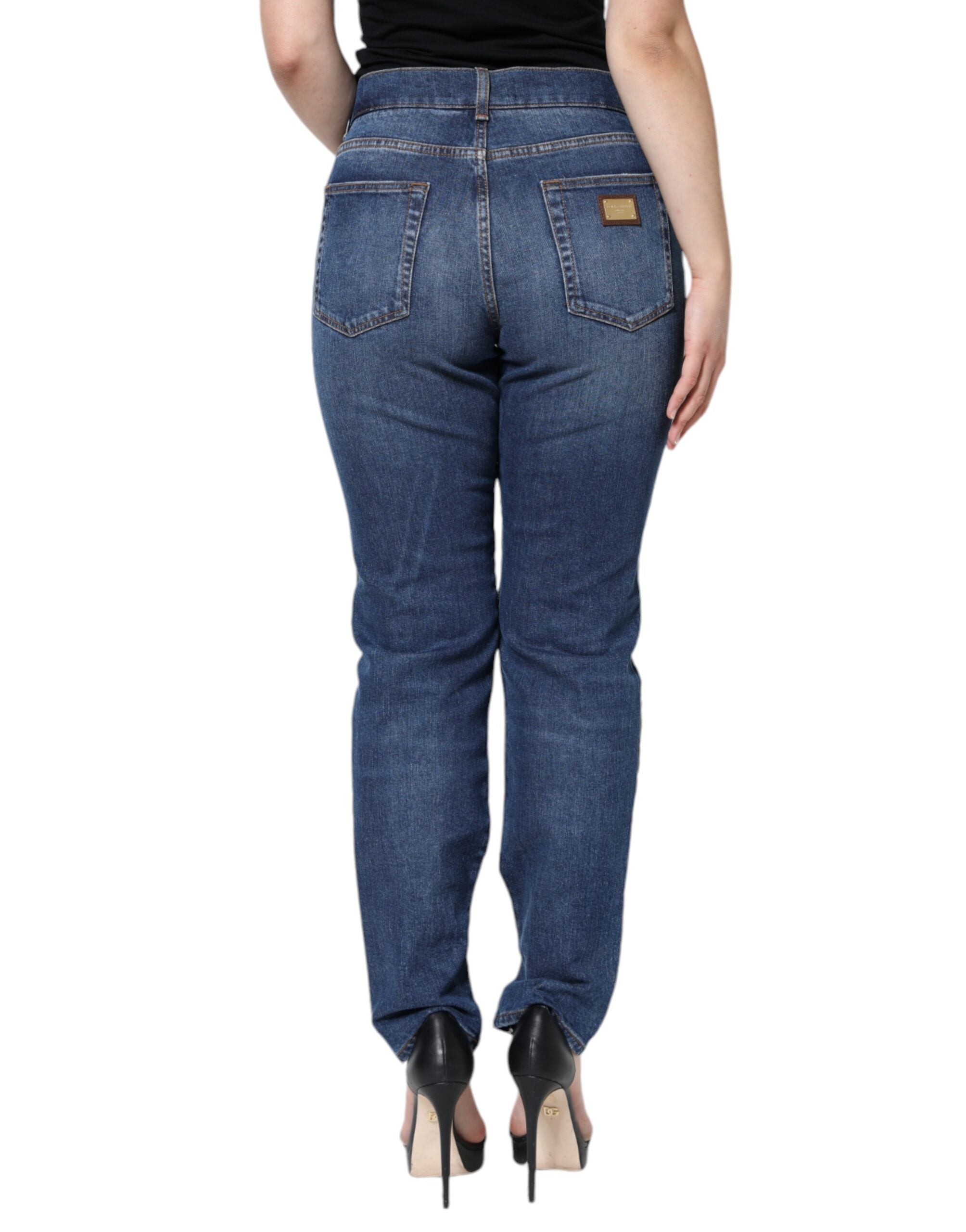 Dolce & Gabbana Black Floral Lace Front Skinny Denim Jeans Dolce & Gabbana