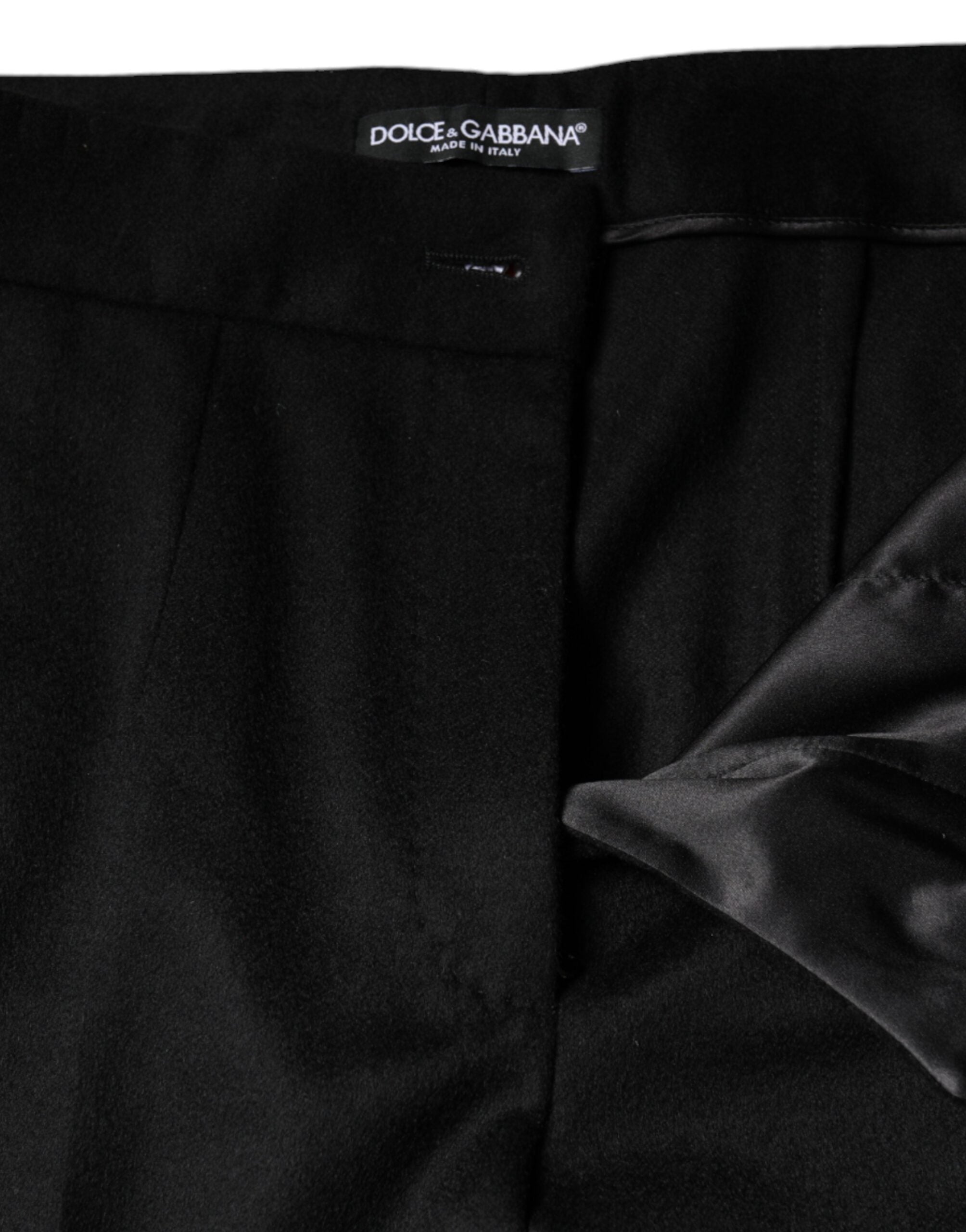 Dolce & Gabbana Black Cashmere Mid Waist Women Boot Cut Pants Dolce & Gabbana