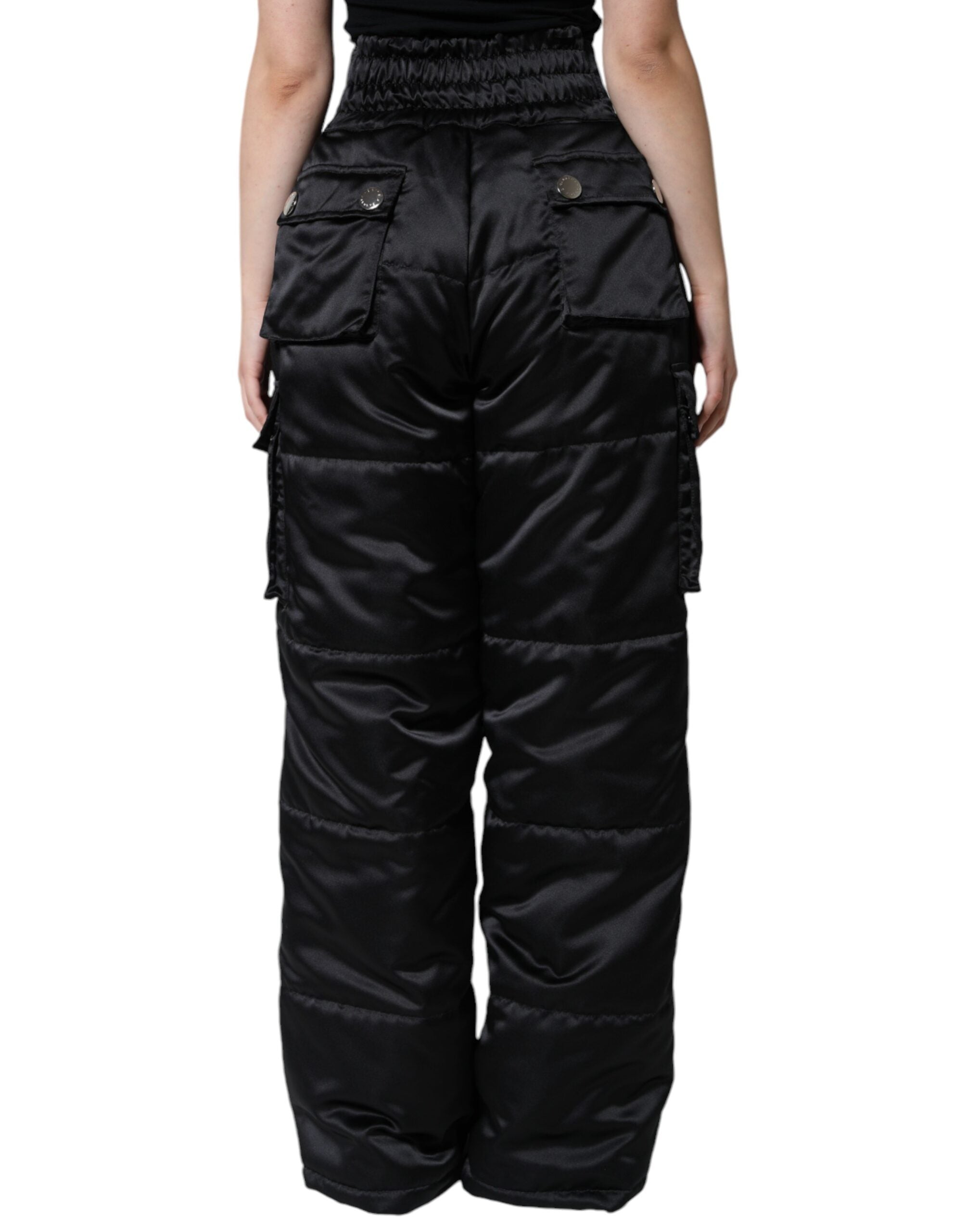 Dolce & Gabbana Black Quilted High Waist Women Boot Cut Pants Dolce & Gabbana