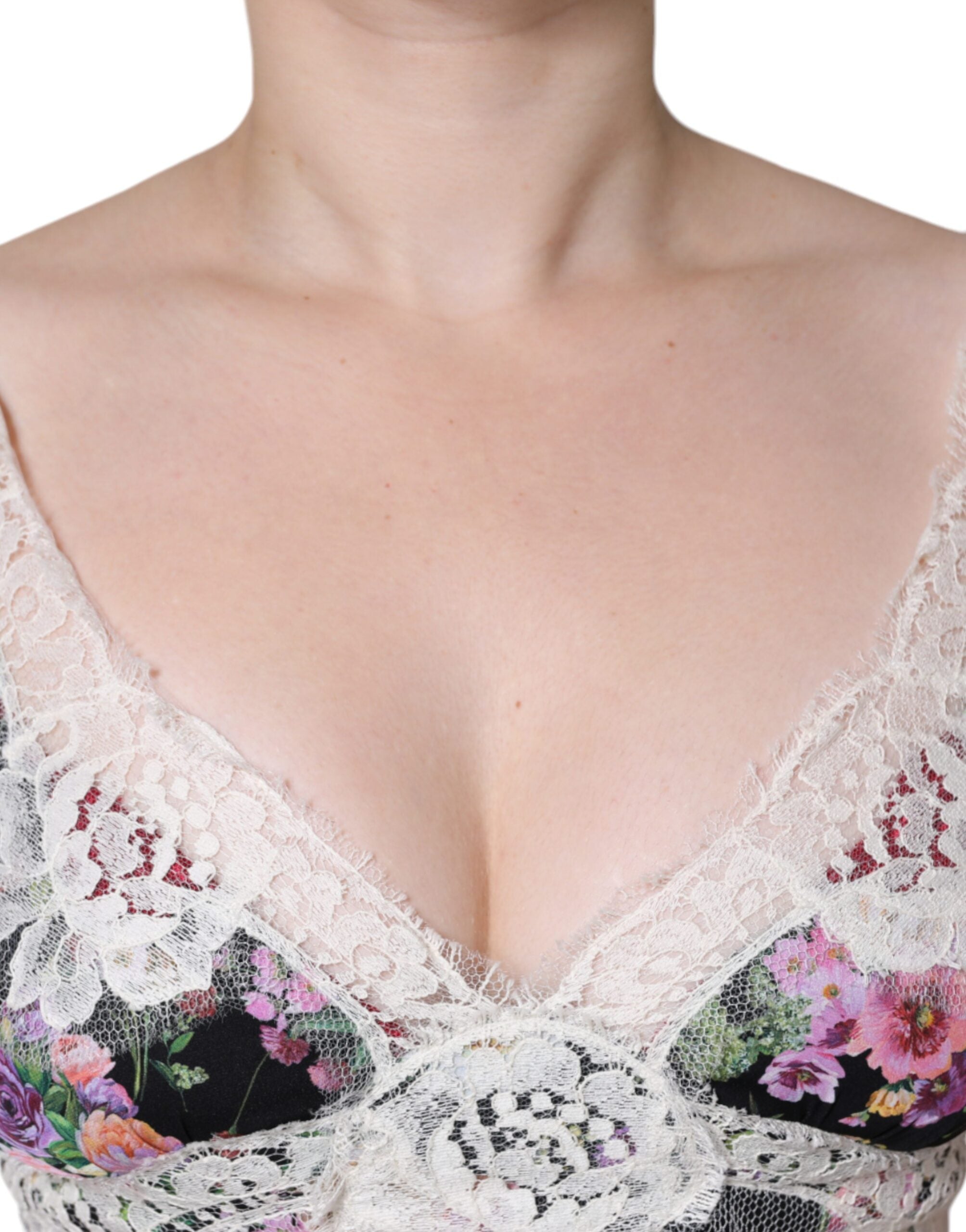 Dolce & Gabbana Black Floral Lace Short Sleeves Blouse Top Dolce & Gabbana