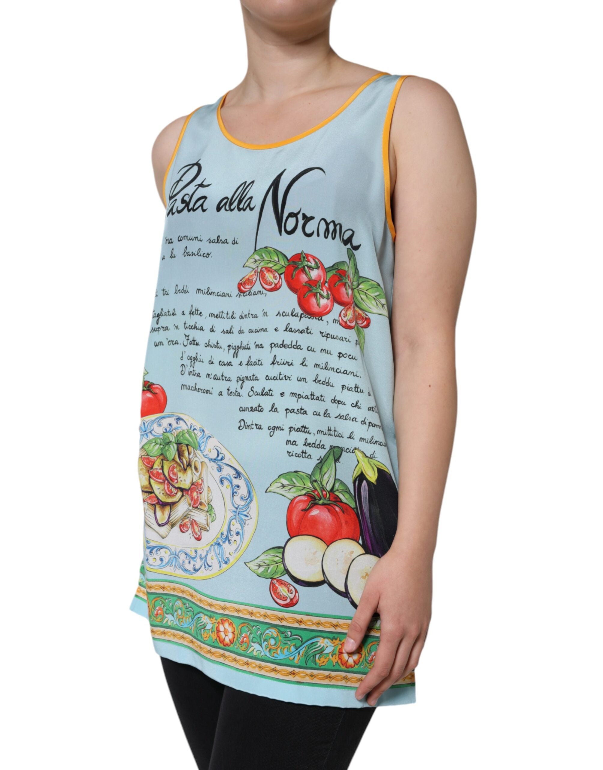 Dolce & Gabbana Multicolor Pasta Alla Norma Print Tank Top Dolce & Gabbana