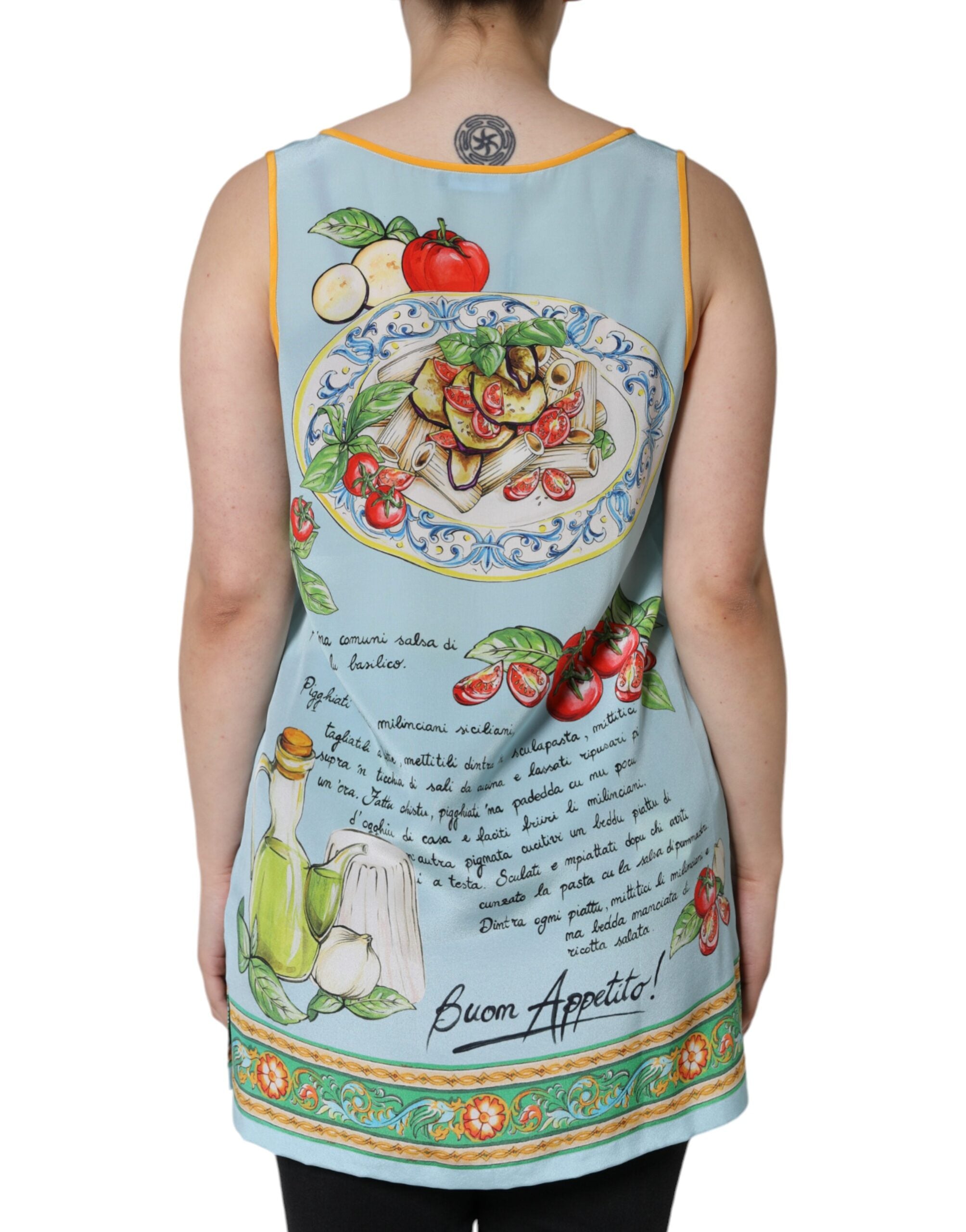 Dolce & Gabbana Multicolor Pasta Alla Norma Print Tank Top Dolce & Gabbana