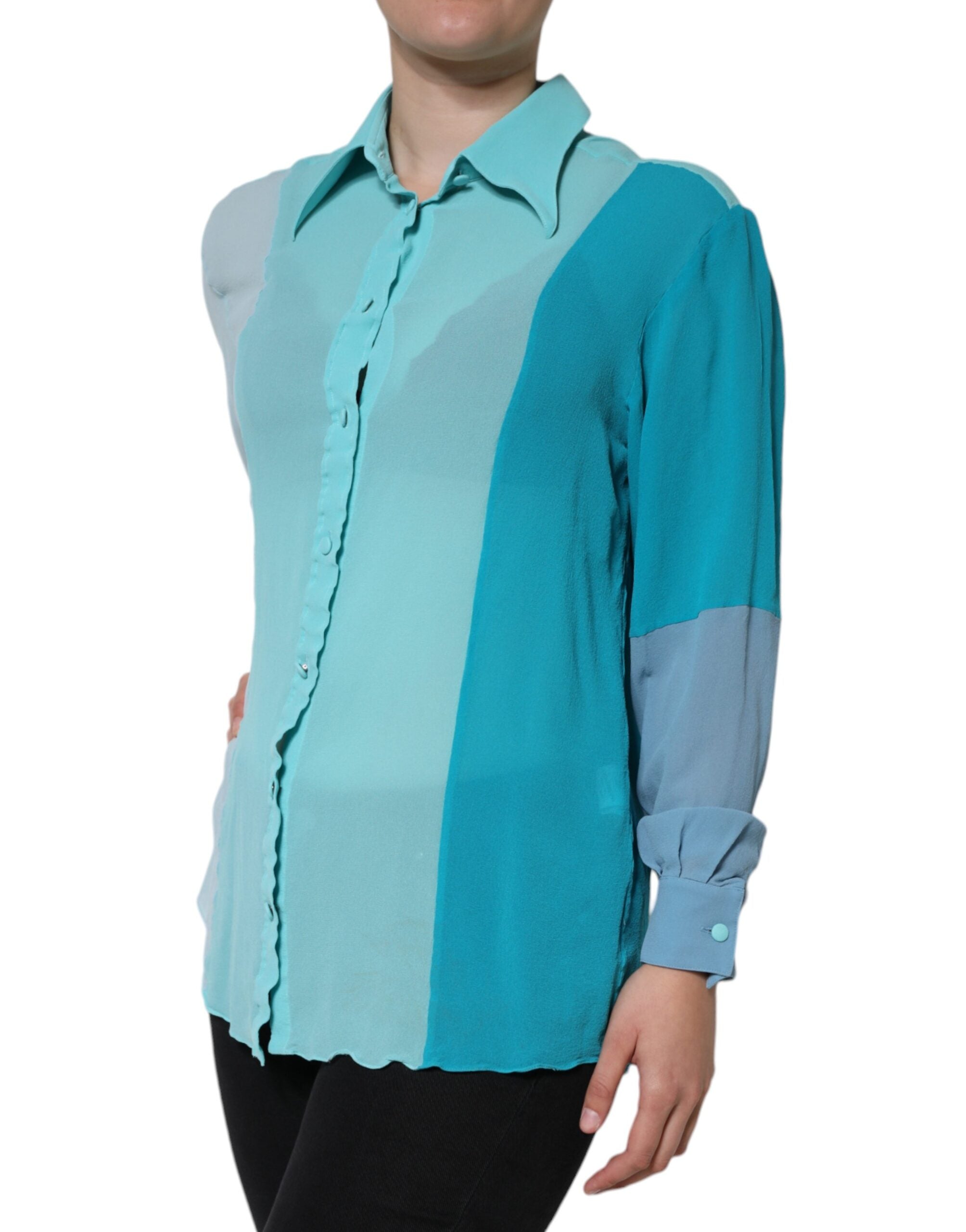Dolce & Gabbana Multicolor Long Sleeve Button Blouse Top Dolce & Gabbana