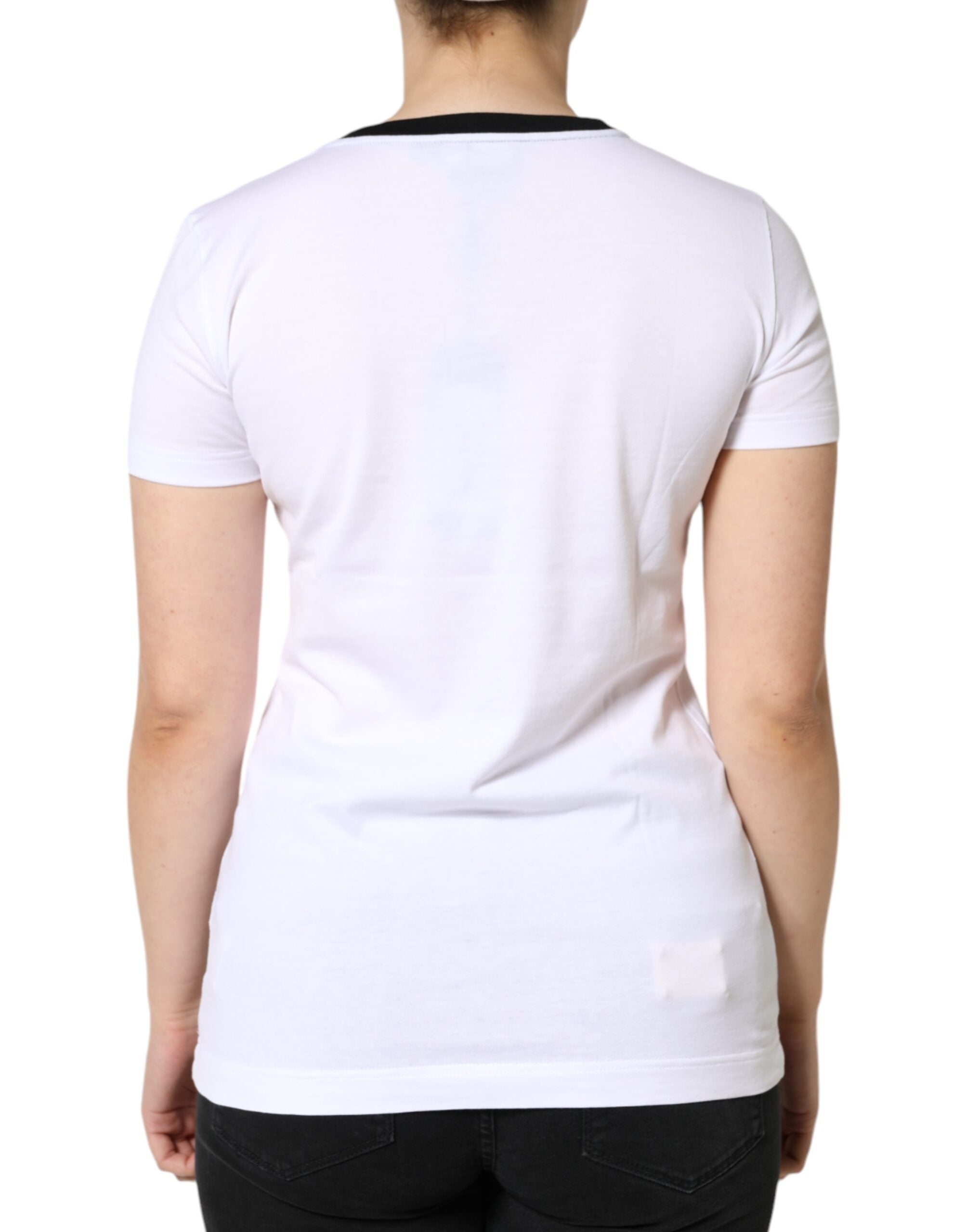 Dolce & Gabbana White Eleganza Print Cotton Short Sleeves T-shirt Dolce & Gabbana