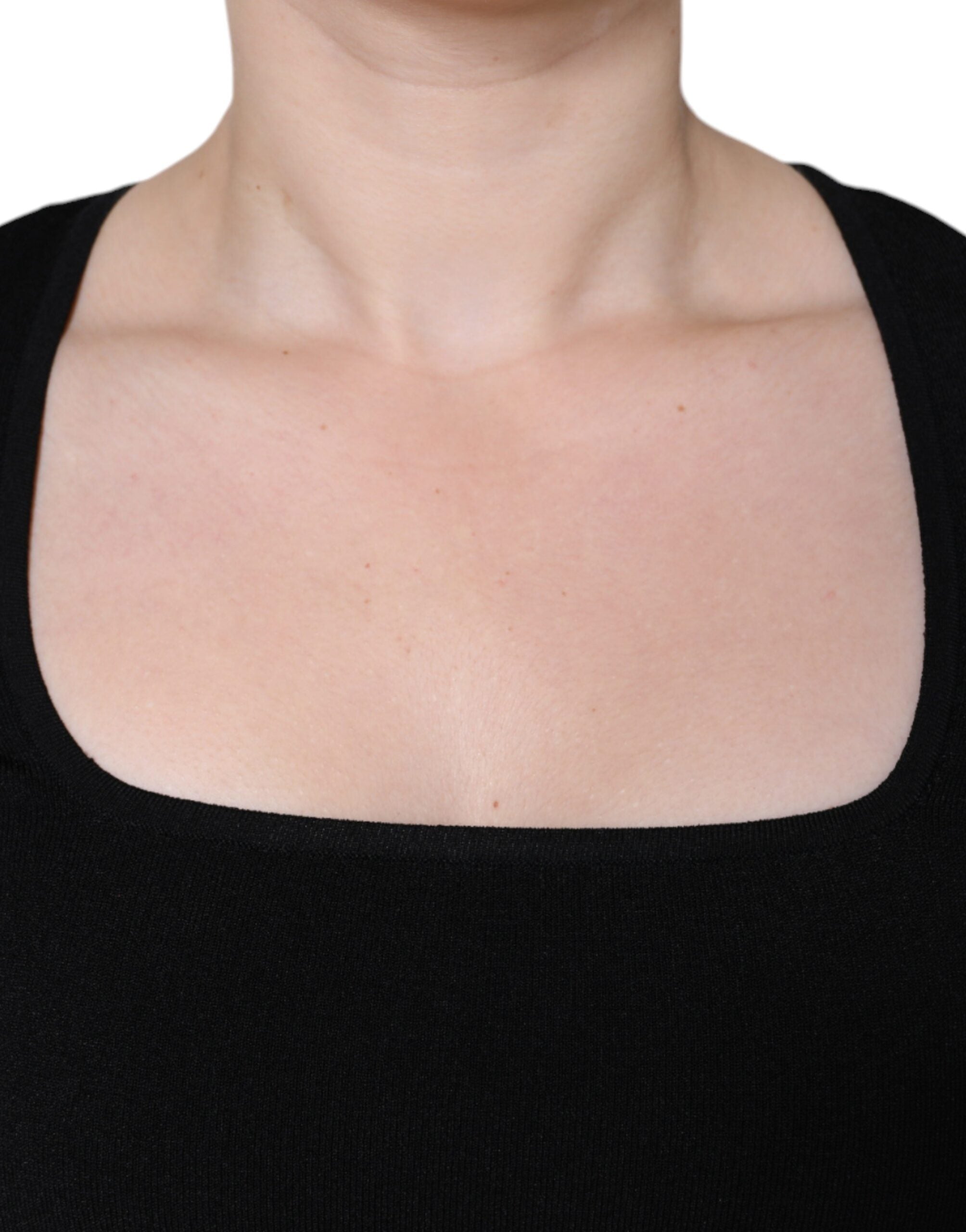 Dolce & Gabbana Black Long Sleeves Blouse Square Neck Top Dolce & Gabbana