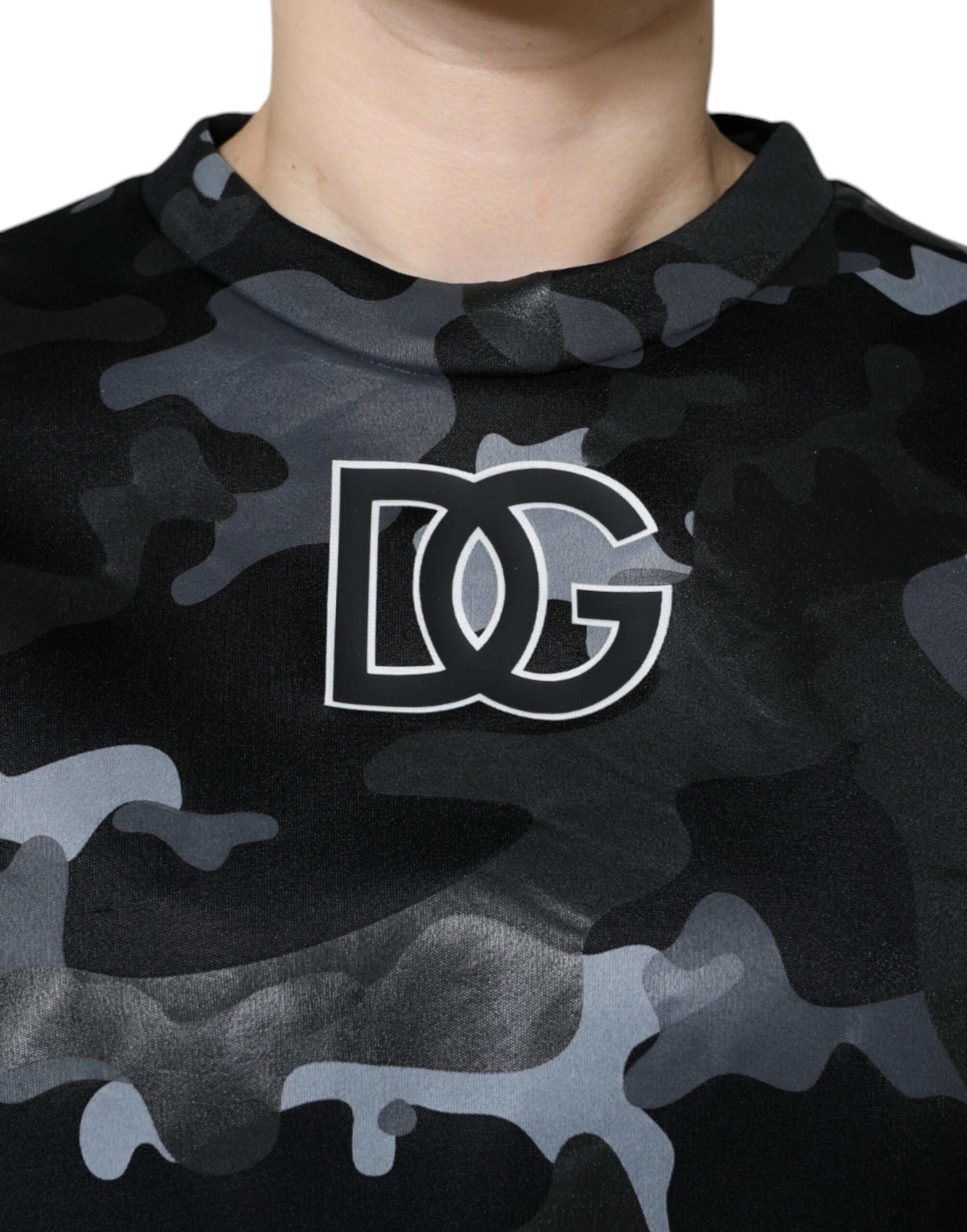 Dolce & Gabbana Black Camouflage Round Neck Sweatshirt Sweater Dolce & Gabbana