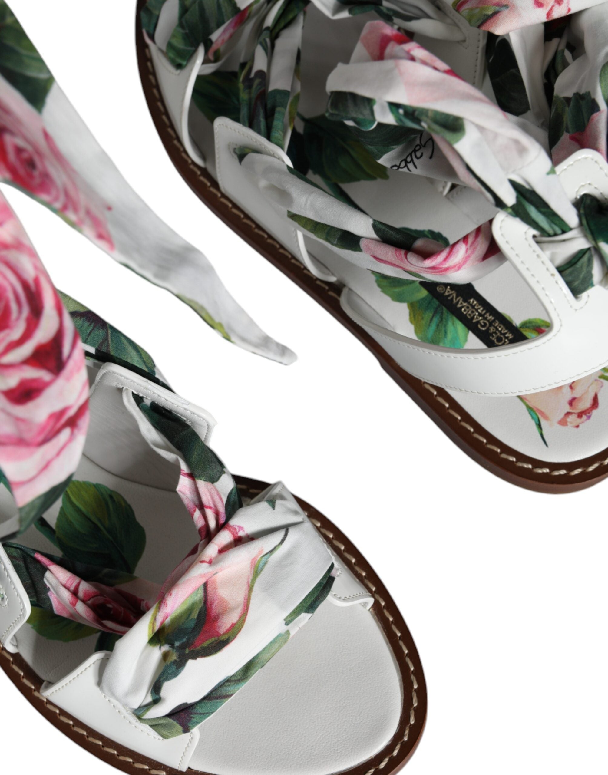 Dolce & Gabbana Multicolor Floral Print Ankle Wrap Sandals Shoes Dolce & Gabbana