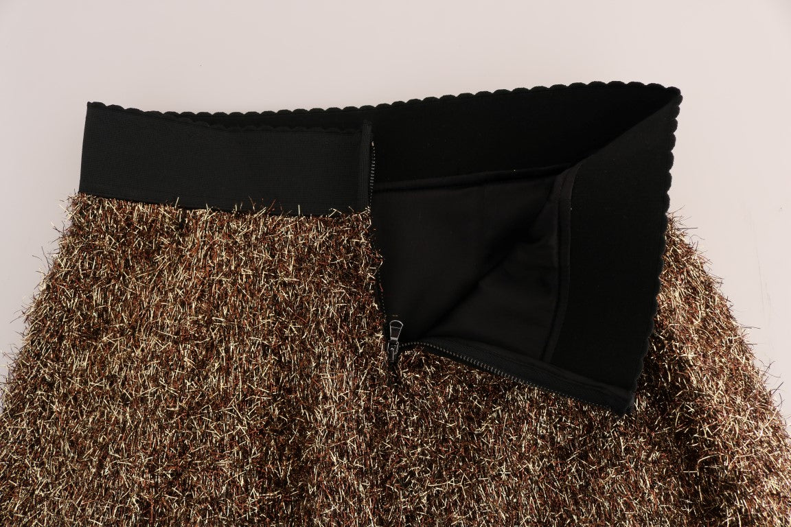 Dolce & Gabbana Gold Black Short Mini Skirt Dolce & Gabbana