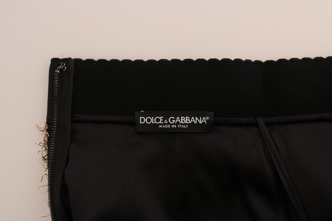 Dolce & Gabbana Gold Black Short Mini Skirt Dolce & Gabbana