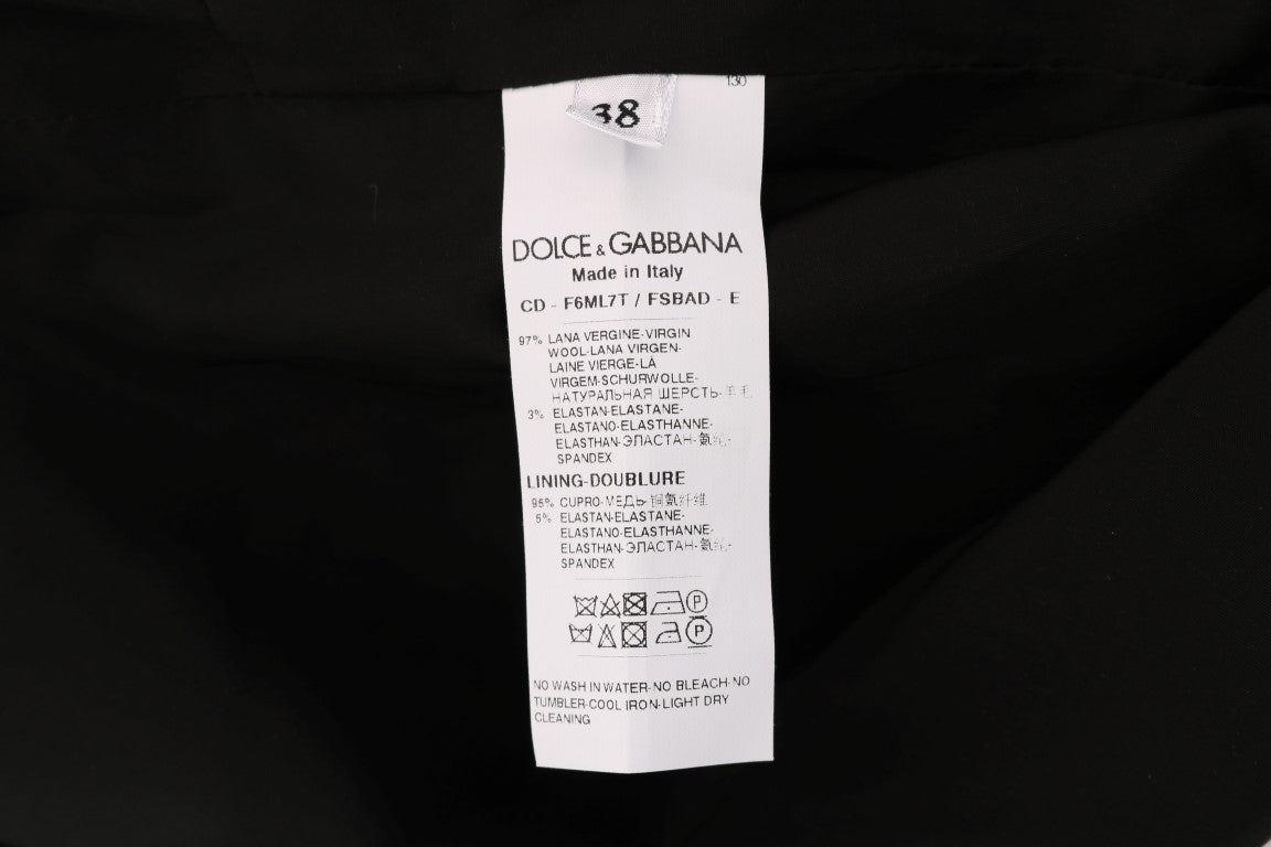 Dolce & Gabbana Gray Polka Dotted Wool Stretch Dress Dolce & Gabbana