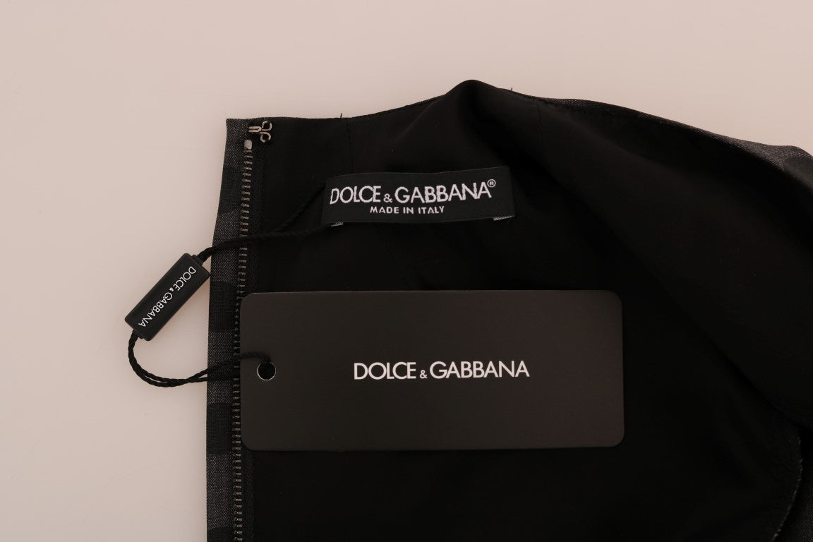 Dolce & Gabbana Gray Polka Dotted Wool Stretch Dress Dolce & Gabbana