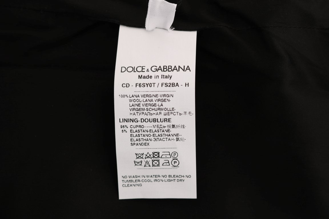 Dolce & Gabbana Gray Polka Dotted Sheath Wool Dress Dolce & Gabbana