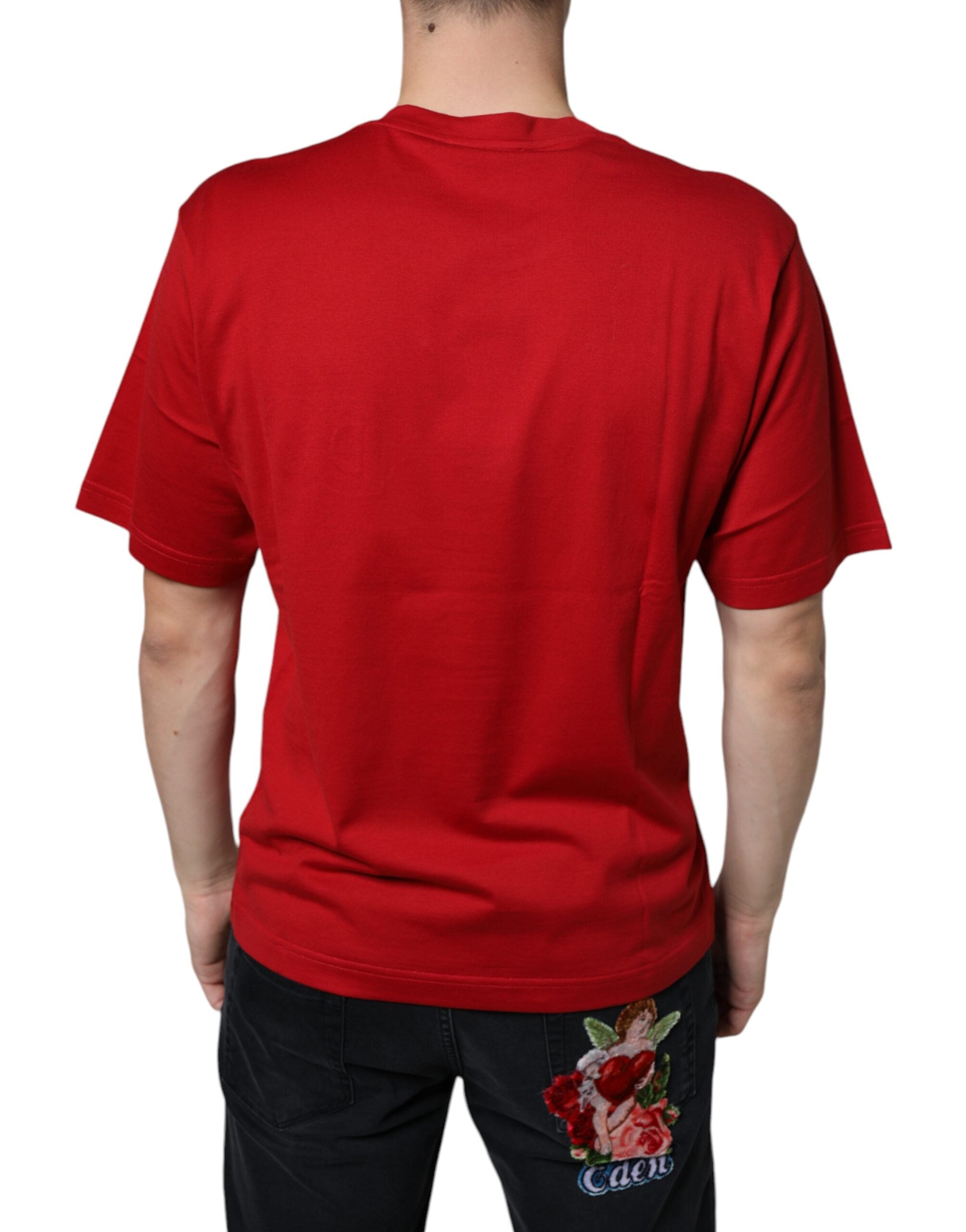 Dolce & Gabbana Red Cotton DG Logo Print Crew Neck T-shirt Dolce & Gabbana