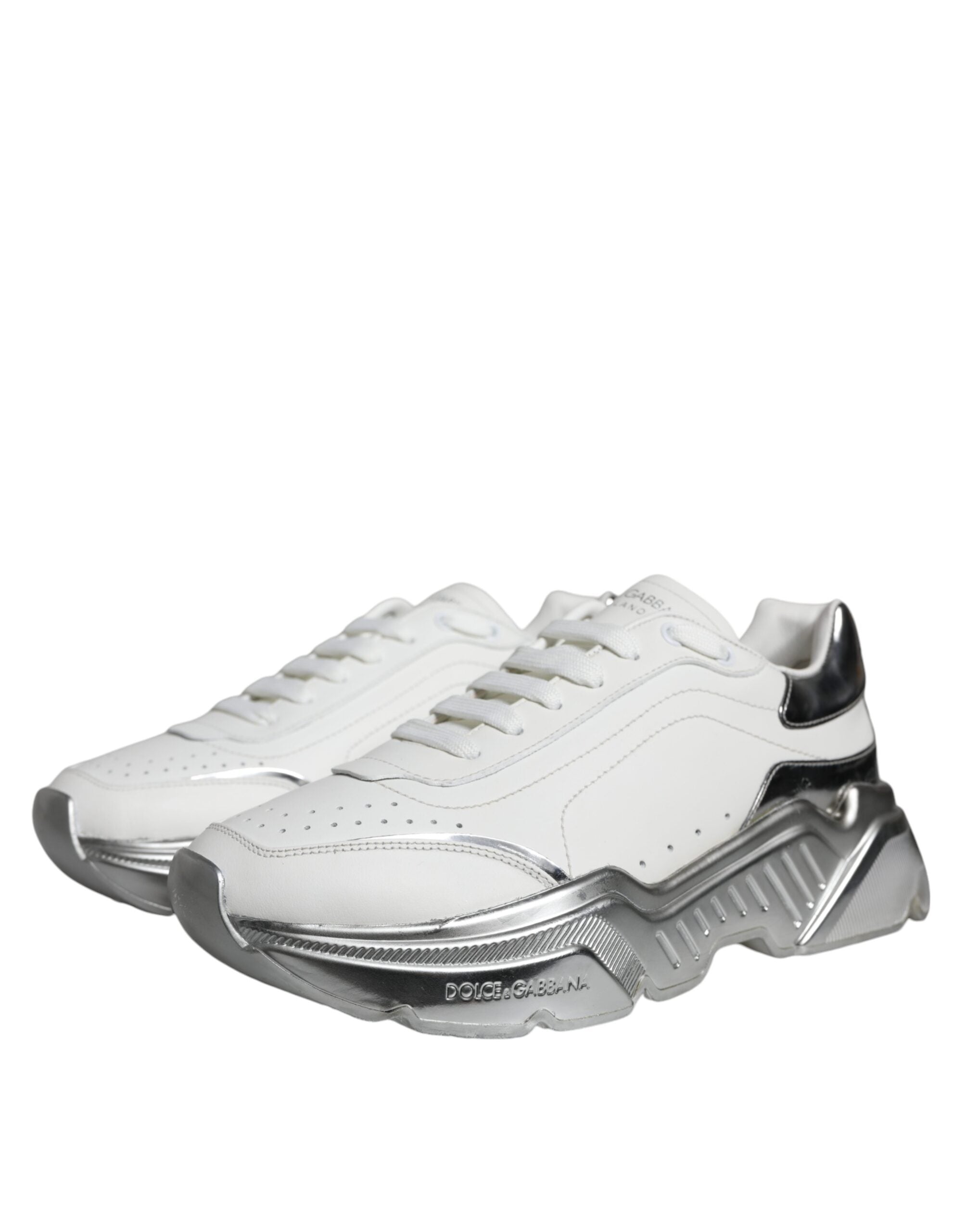 Dolce & Gabbana White Silver Daymaster Low Top Sneakers Shoes Dolce & Gabbana
