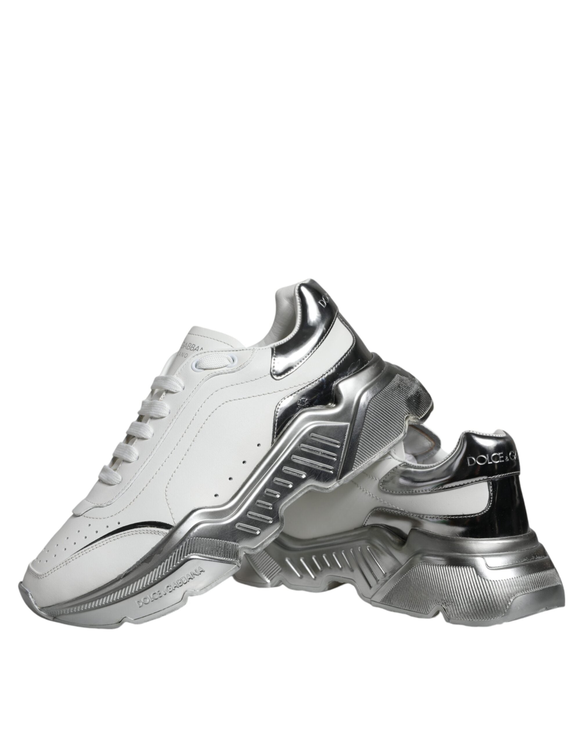 Dolce & Gabbana White Silver Daymaster Low Top Sneakers Shoes Dolce & Gabbana