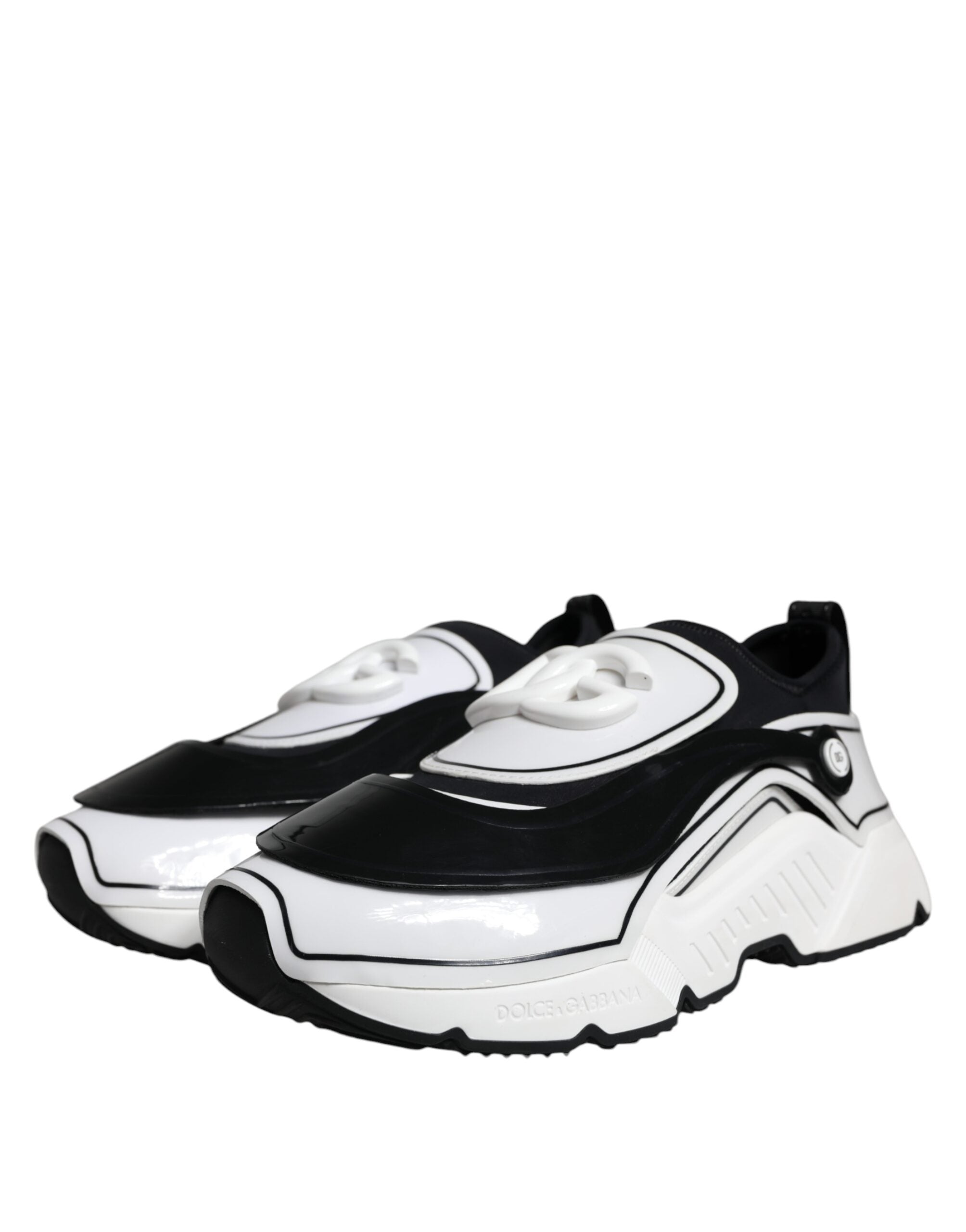 Dolce & Gabbana White Black Logo Plaque Daymaster Sneakers Shoes Dolce & Gabbana