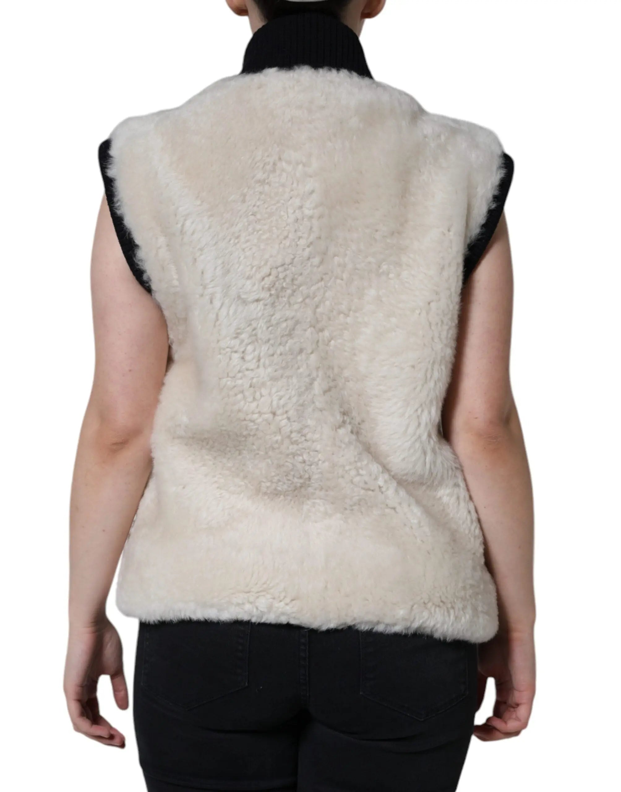 Burberry White WARRENFORD Shearling Leather Vest Coat Jacket Burberry