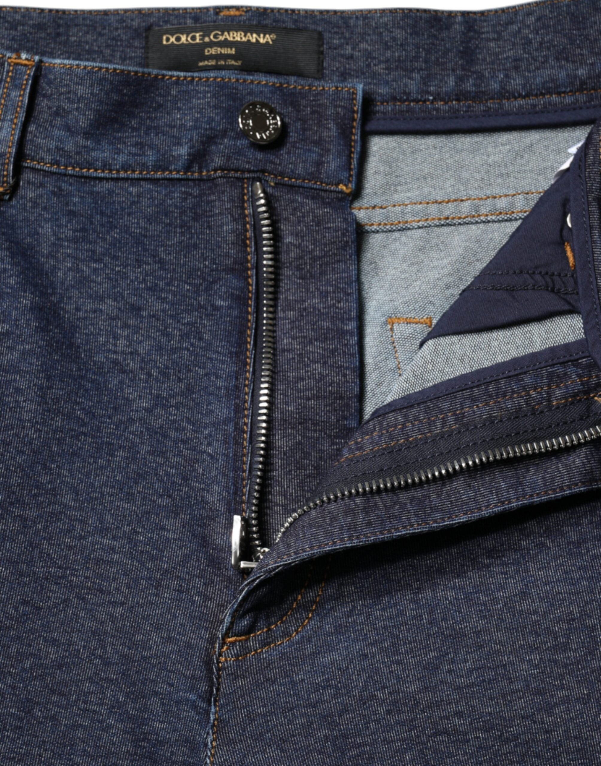 Dolce & Gabbana Dark Blue Cotton Stretch Straight Denim Jeans Dolce & Gabbana