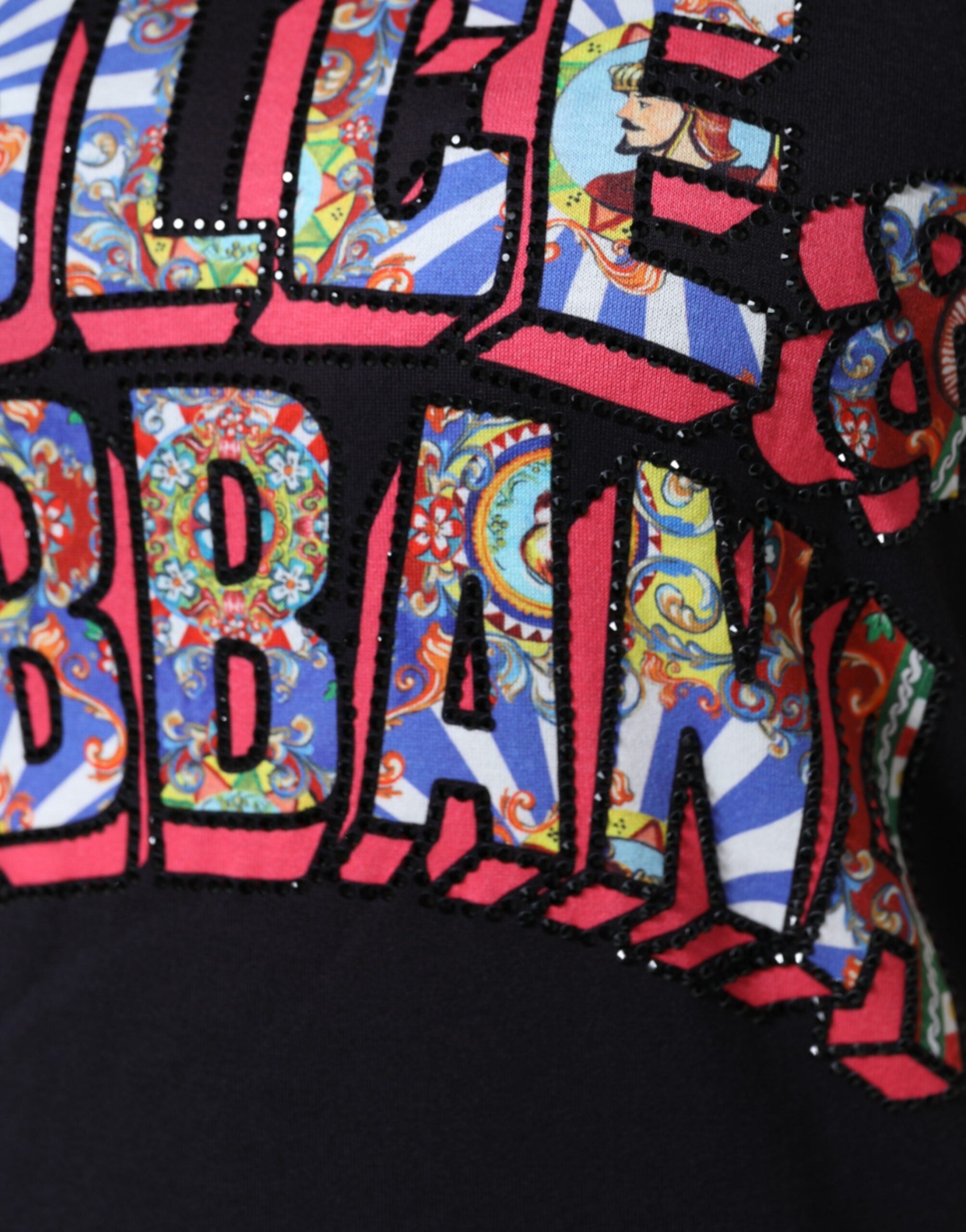 Dolce & Gabbana Black Cotton Logo Print Round Neck T-shirt Dolce & Gabbana