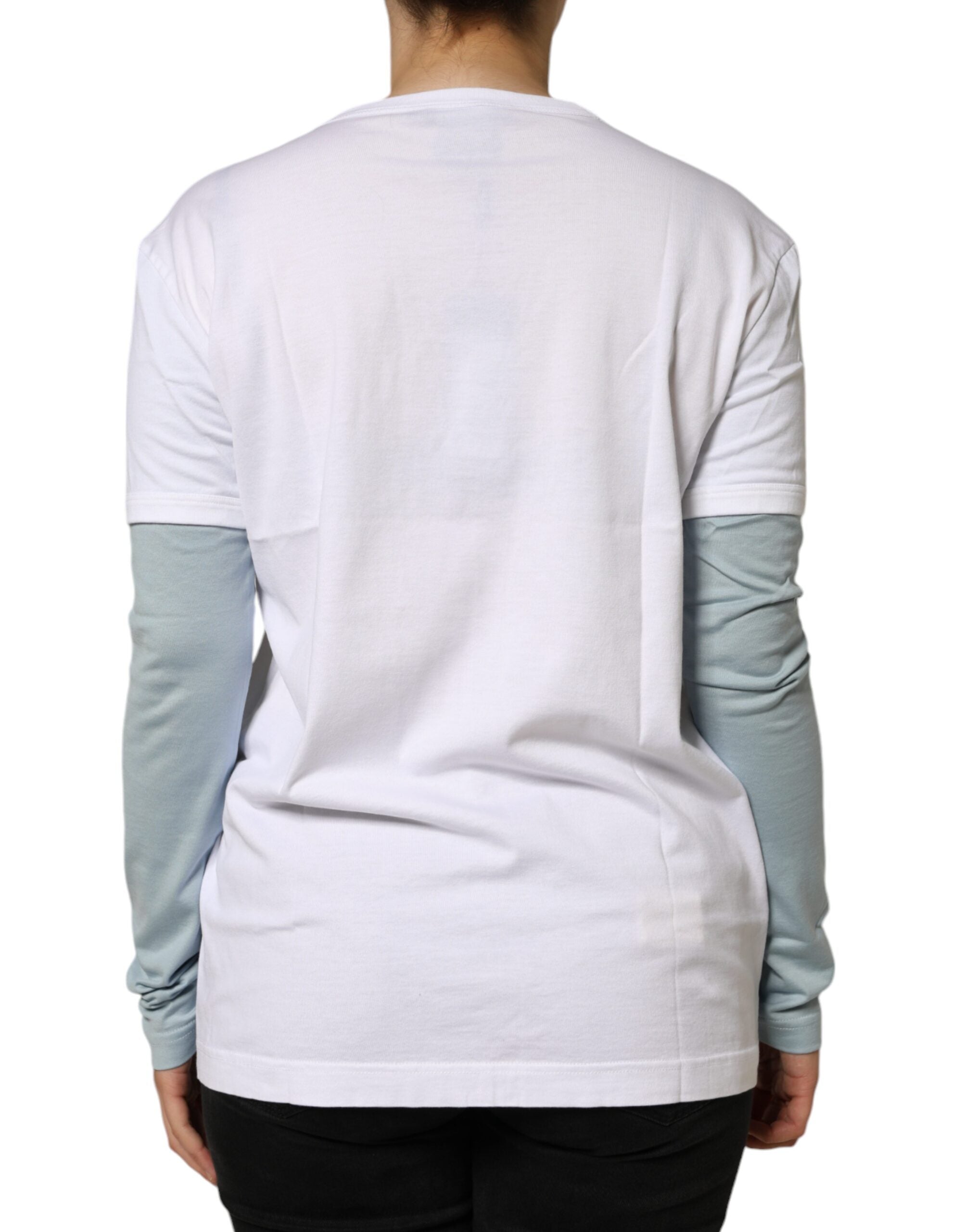 Dolce & Gabbana White Cotton Logo Print Round Neck T-shirt Dolce & Gabbana